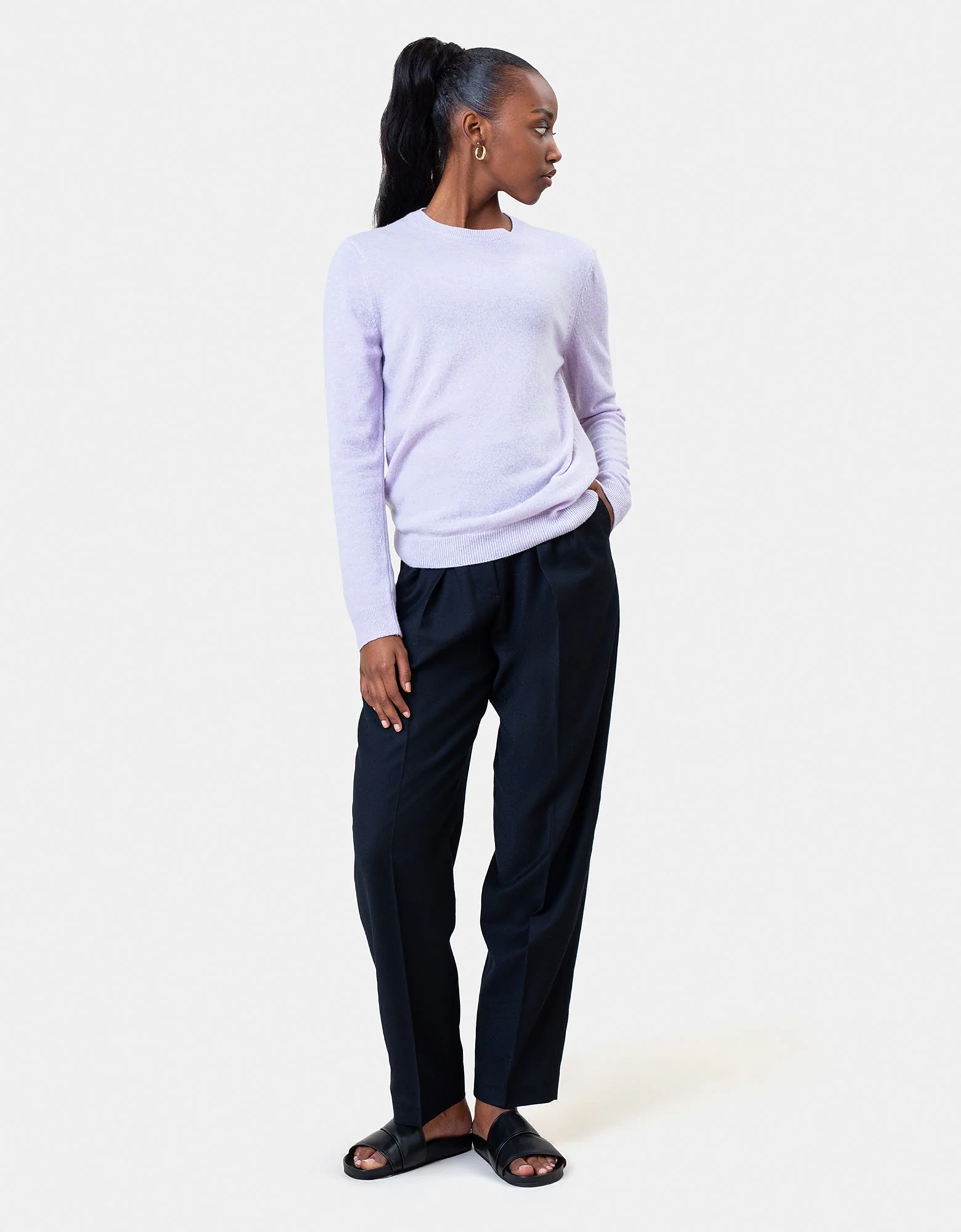 Women Light Merino Wool Crew - Marine Blue