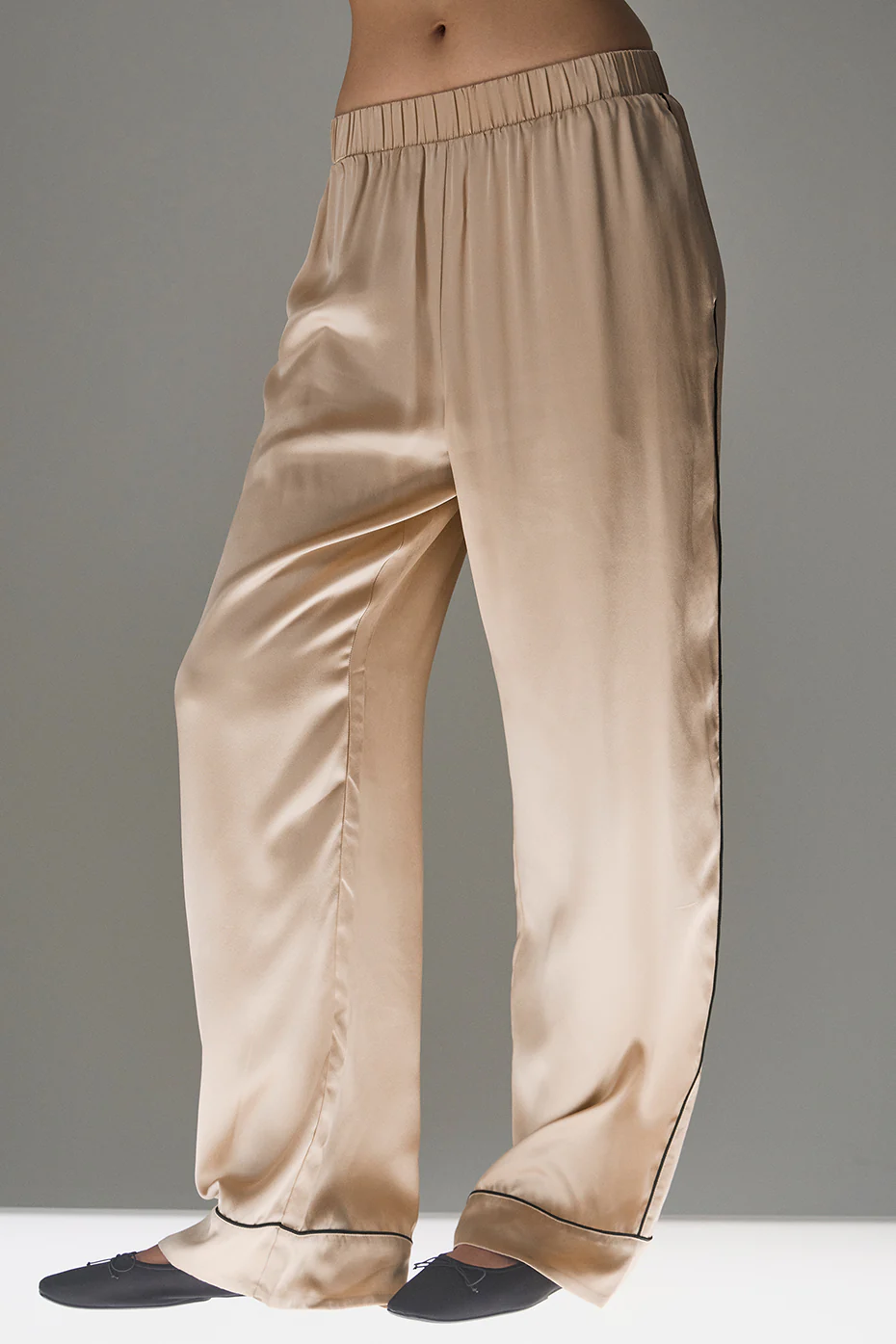 Courchevel Silk Pant - Champagne Pop/Black