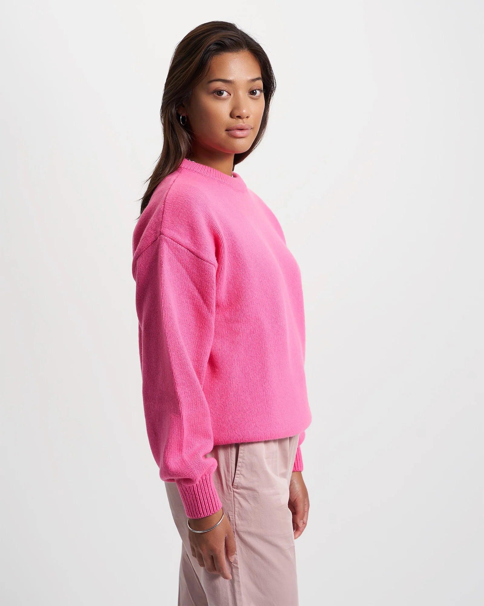 Oversized Merino Wool Crew - Stone Blue