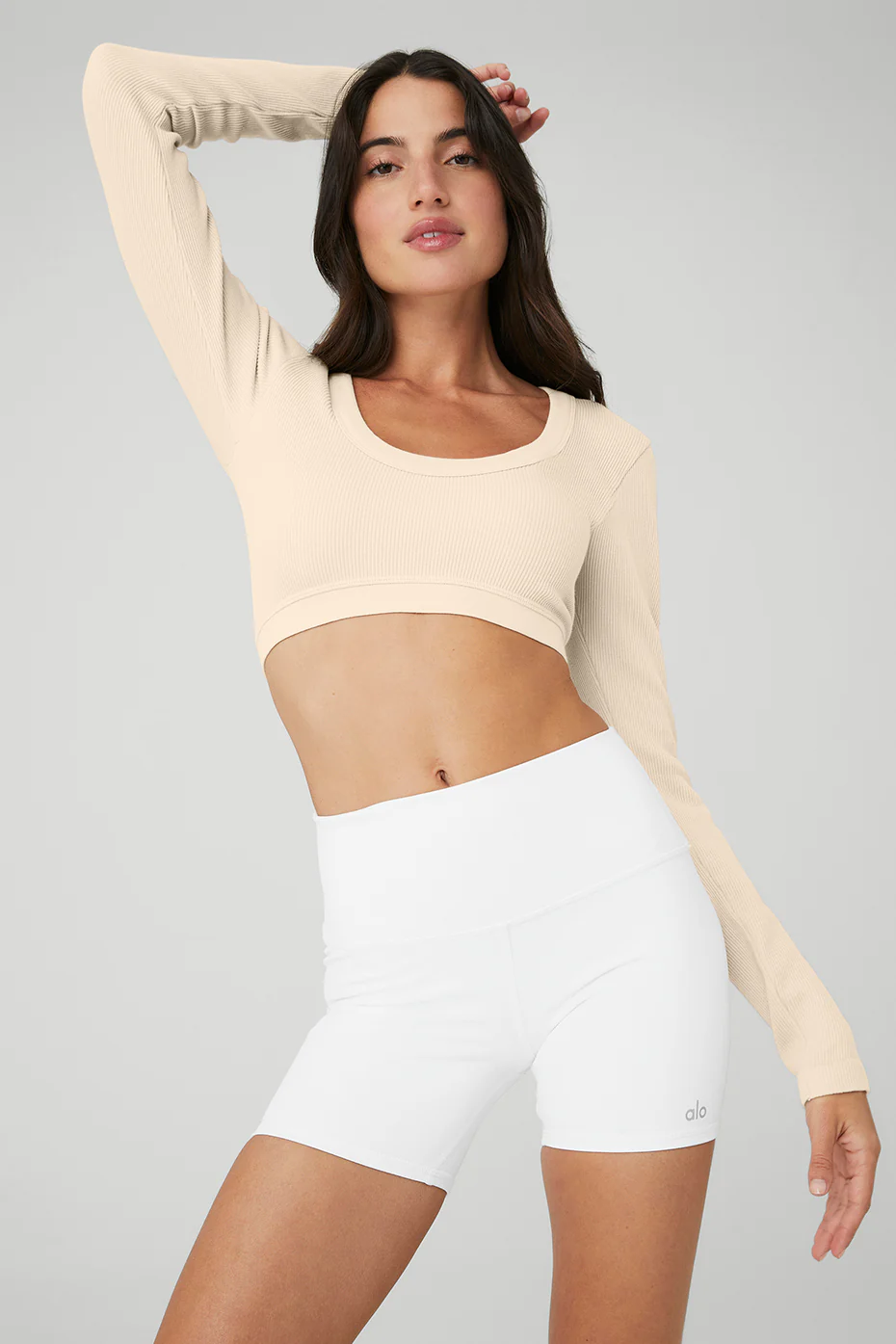 Seamless Ribbed Cropped Serene Long Sleeve - Macadamia