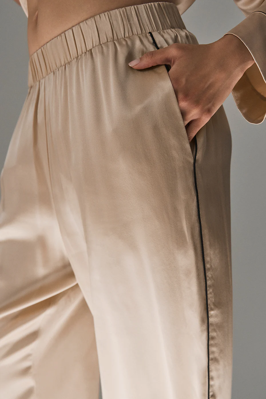 Courchevel Silk Pant - Champagne Pop/Black