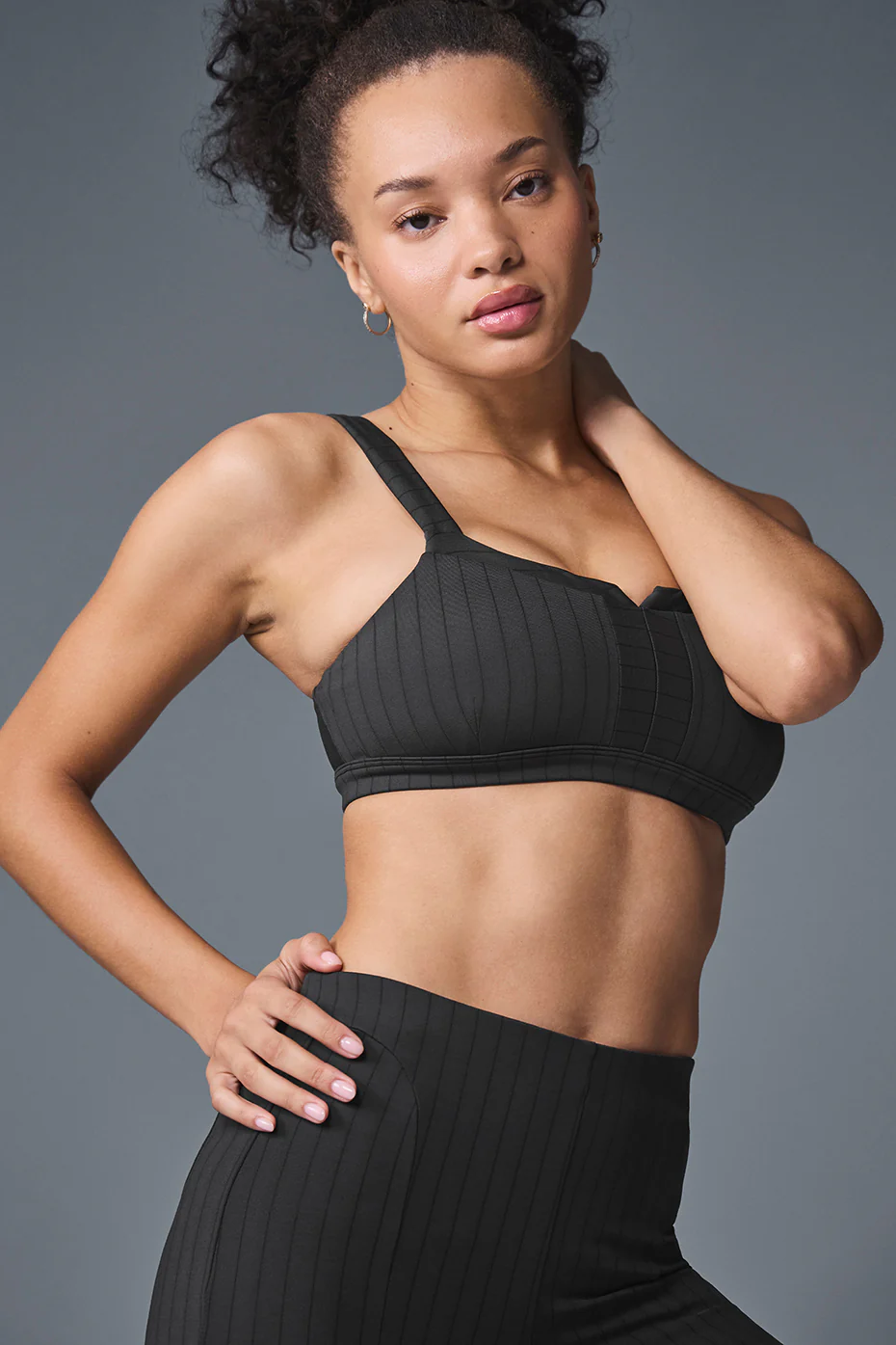 Pinstripe Jacquard Captivate Bra - Anthracite/Black