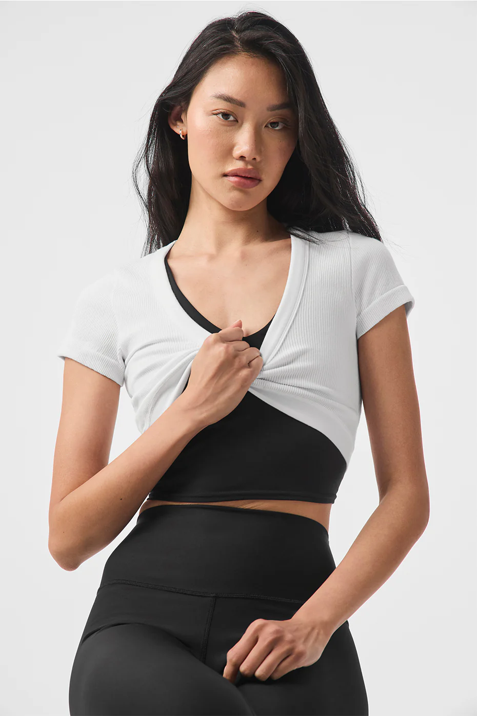 Seamless Ribbed Cropped Serene Short Sleeve - White