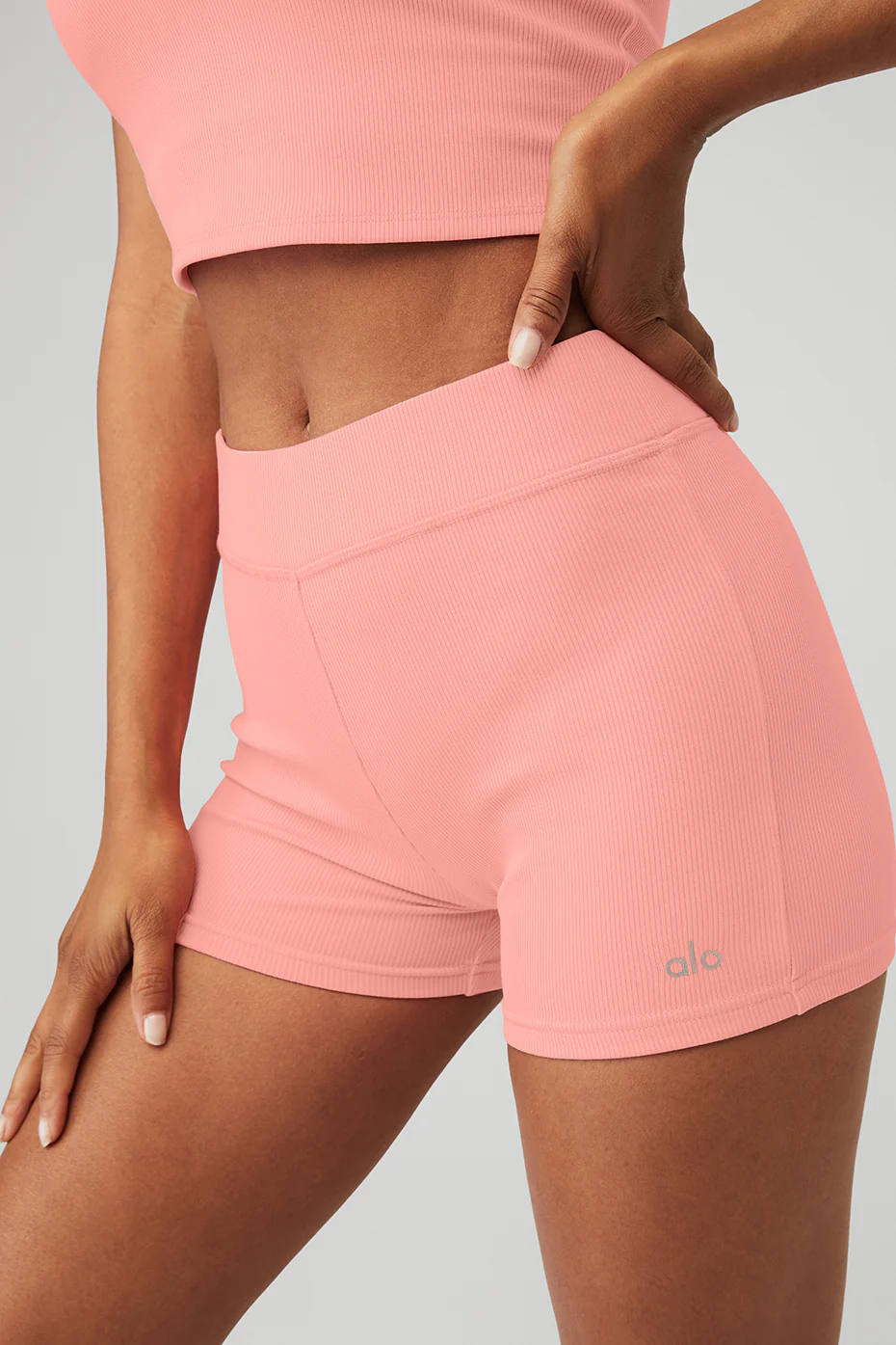 Goddess Ribbed High-Waist Hot Short - Strawberry Lemonade