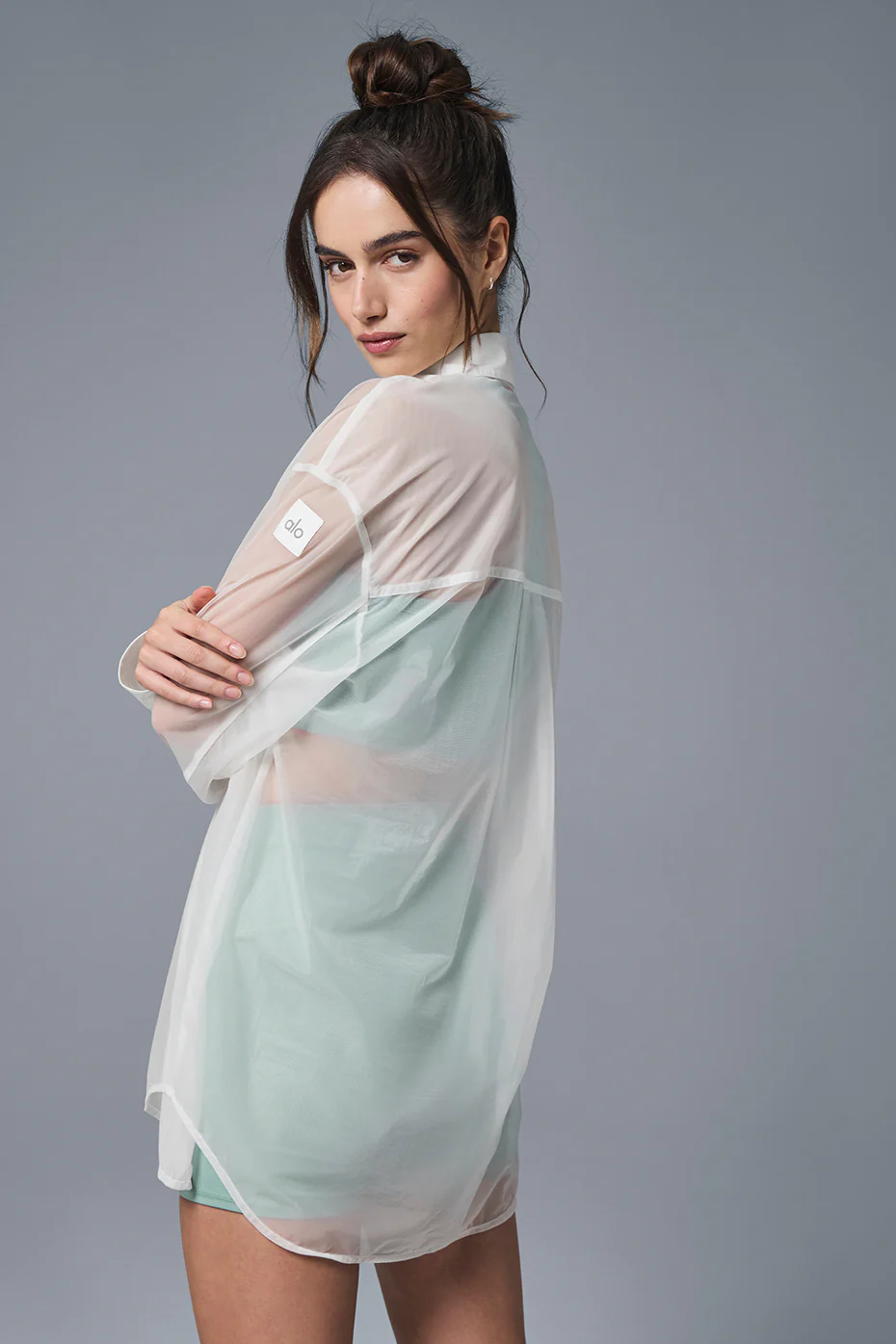 Sheer Effusion Button Down Long Sleeve - White