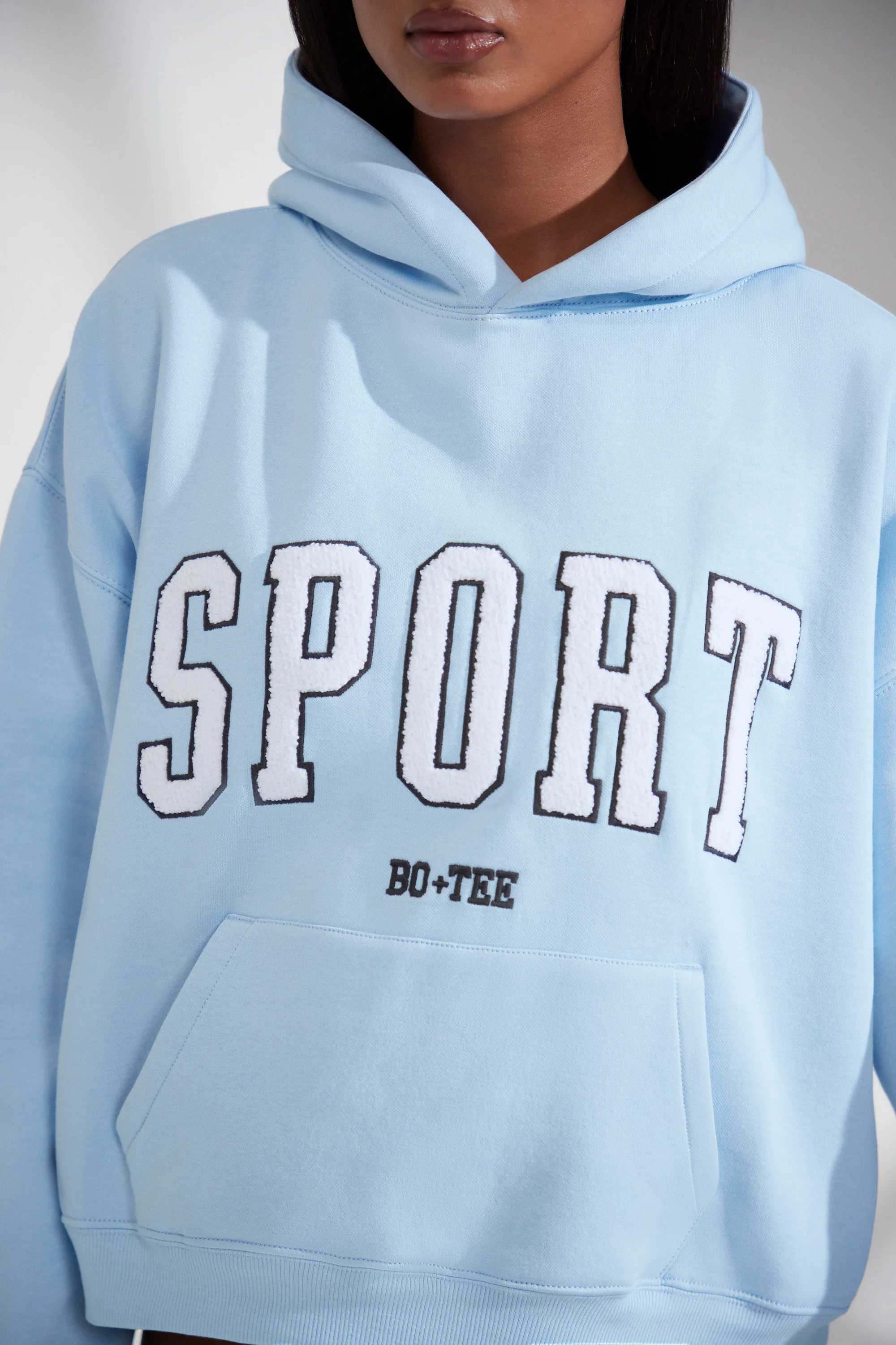 Varsity - Oversized Hooded Sweatshirt in Baby Blue