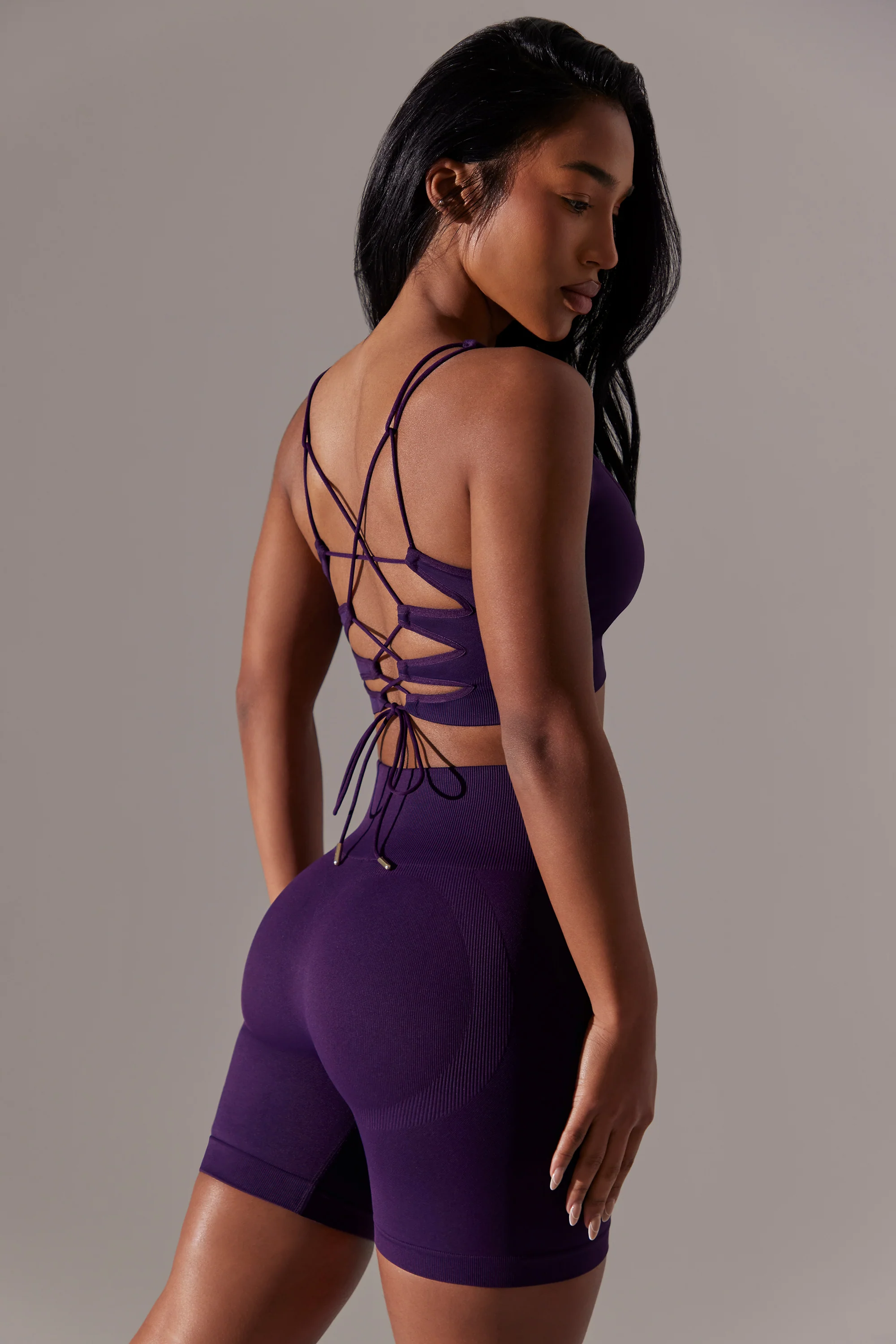 Zealous - High Waist Super Sculpt Biker Shorts in Purple