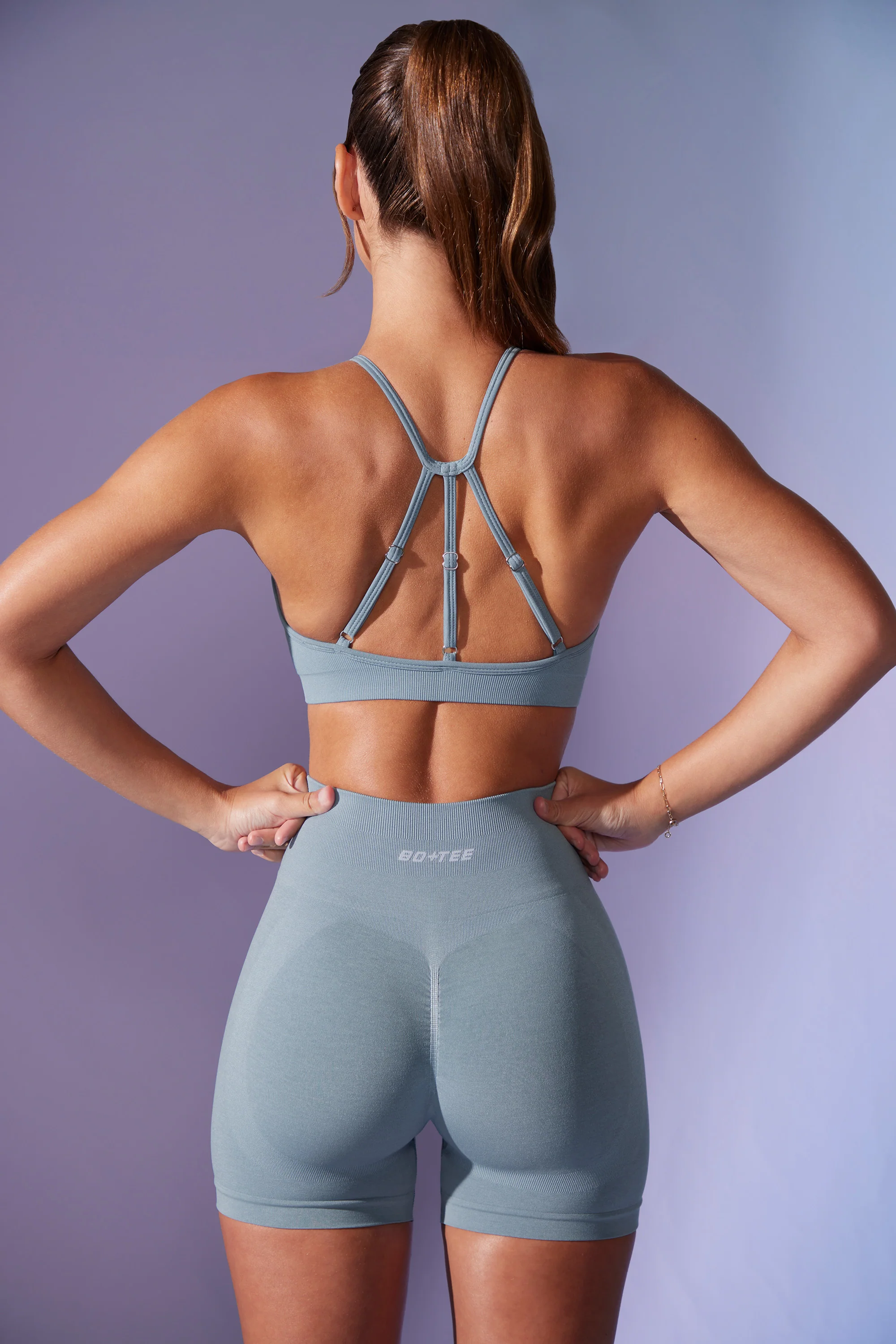 Contour - High Waist Define Luxe Mini Shorts in Denim Blue