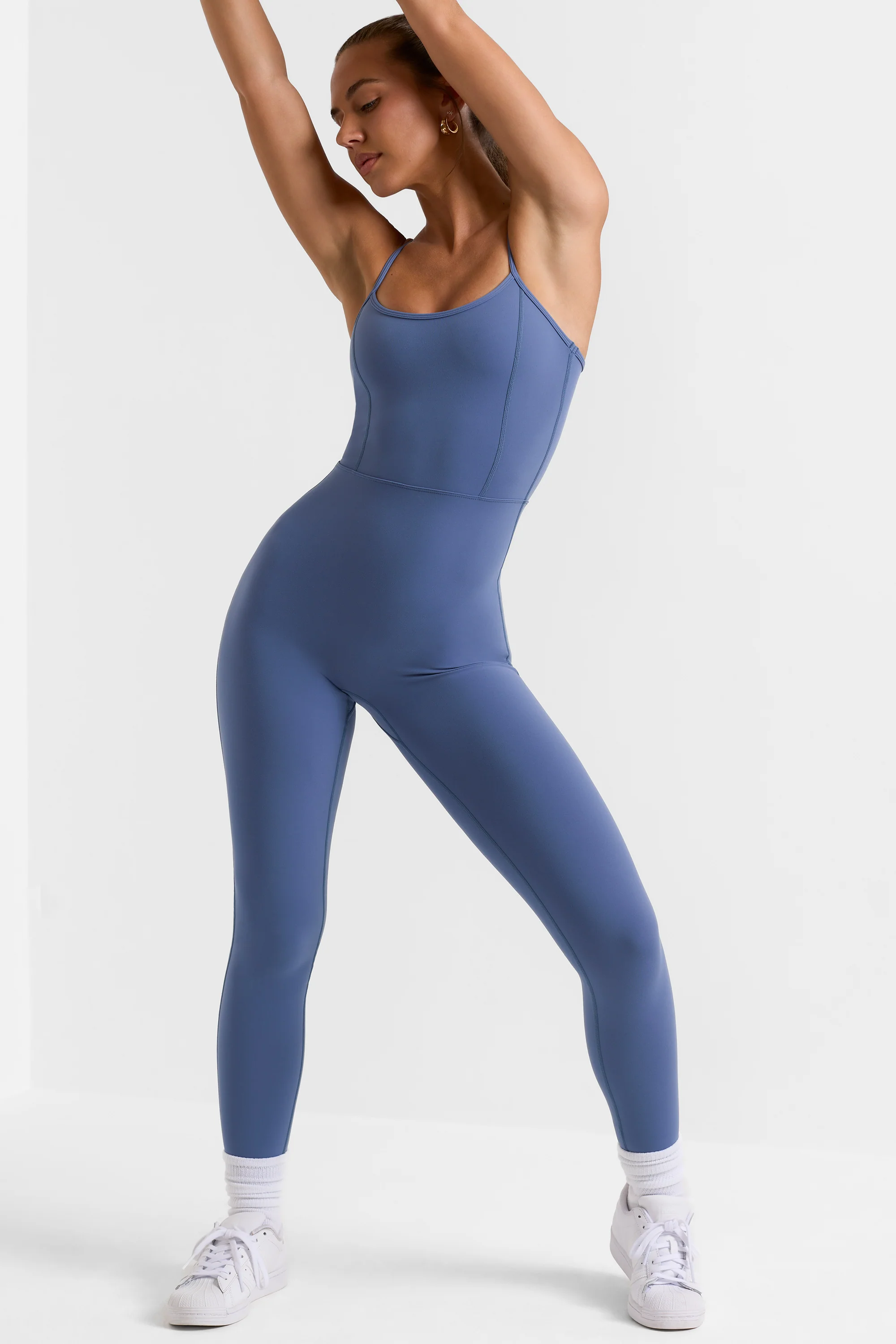 Ace - Open Back Full Length Unitard in Slate Blue