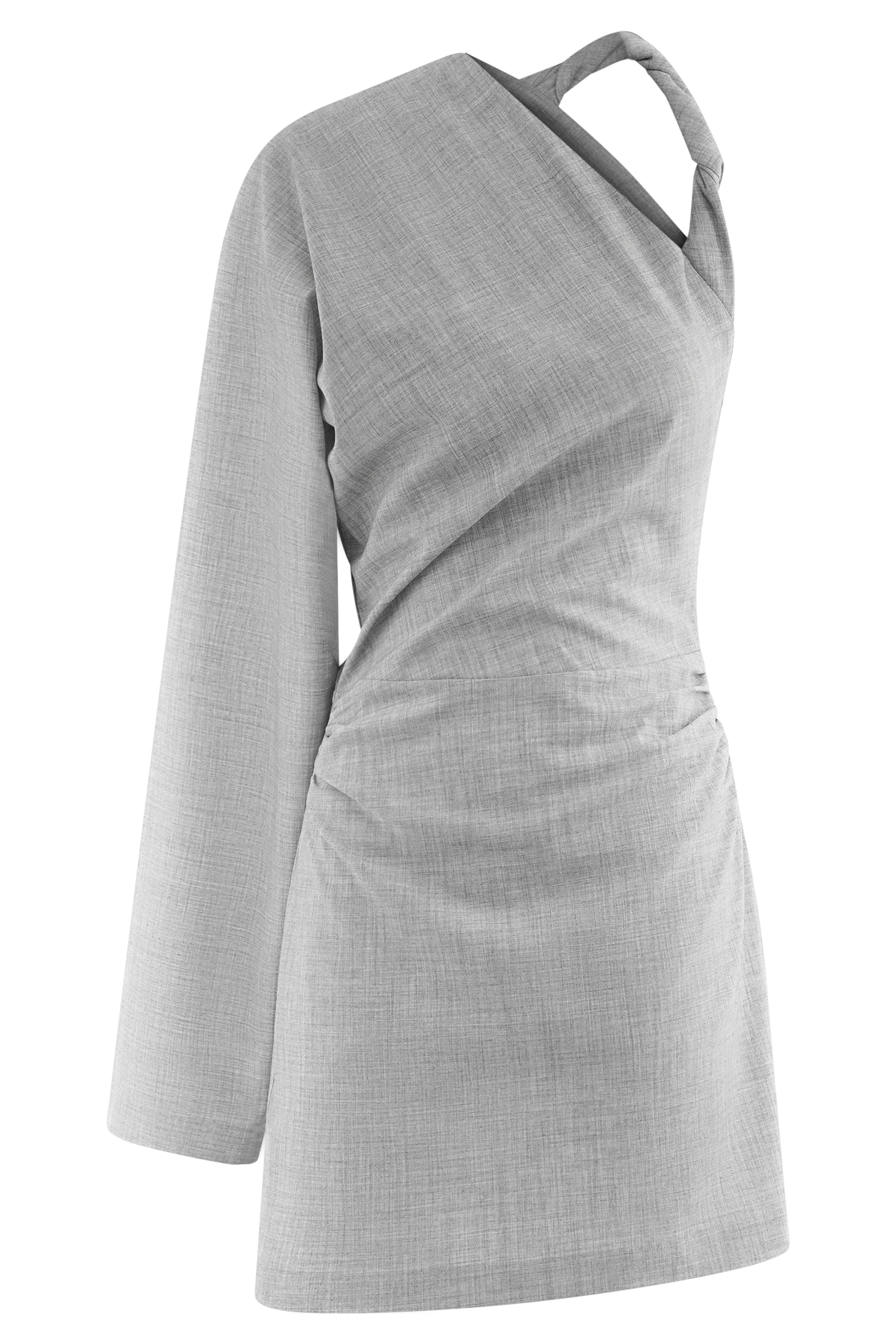 Dorian Twist Shoulder Mini Dress - Charcoal Marle
