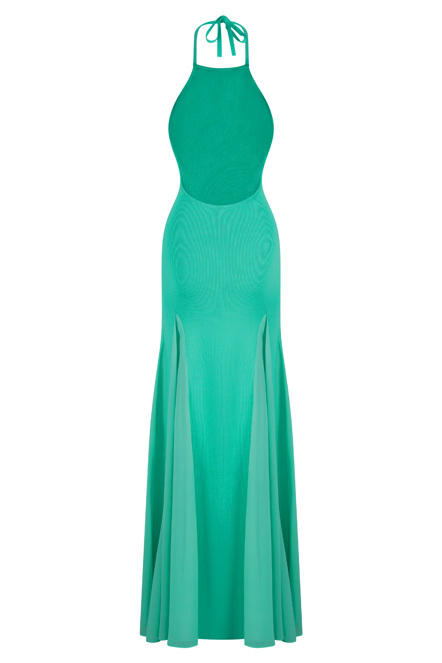 Soleil Knit And Mesh Halter Maxi Dress - Lagoon