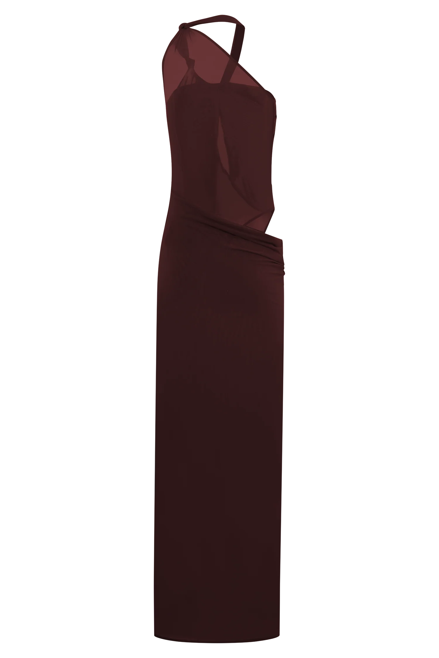 Edwina Knotted Mesh Maxi Dress - Mahogany
