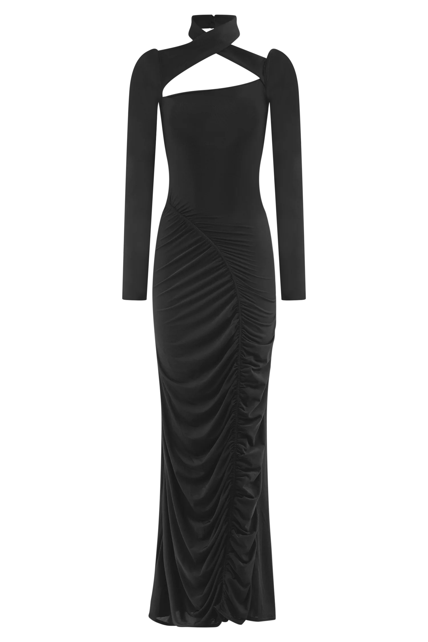 Lyndon Long Sleeve Slinky Maxi Dress - Black