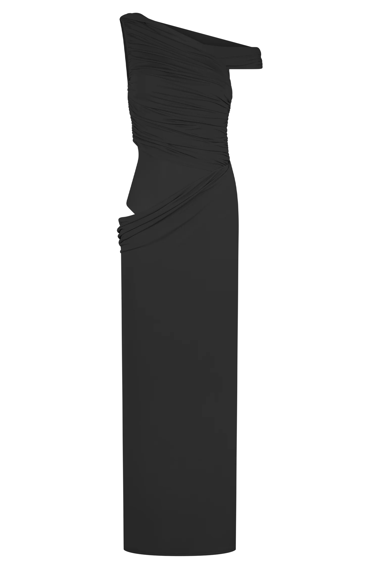Callen One Shoulder Slinky Maxi Dress - Black
