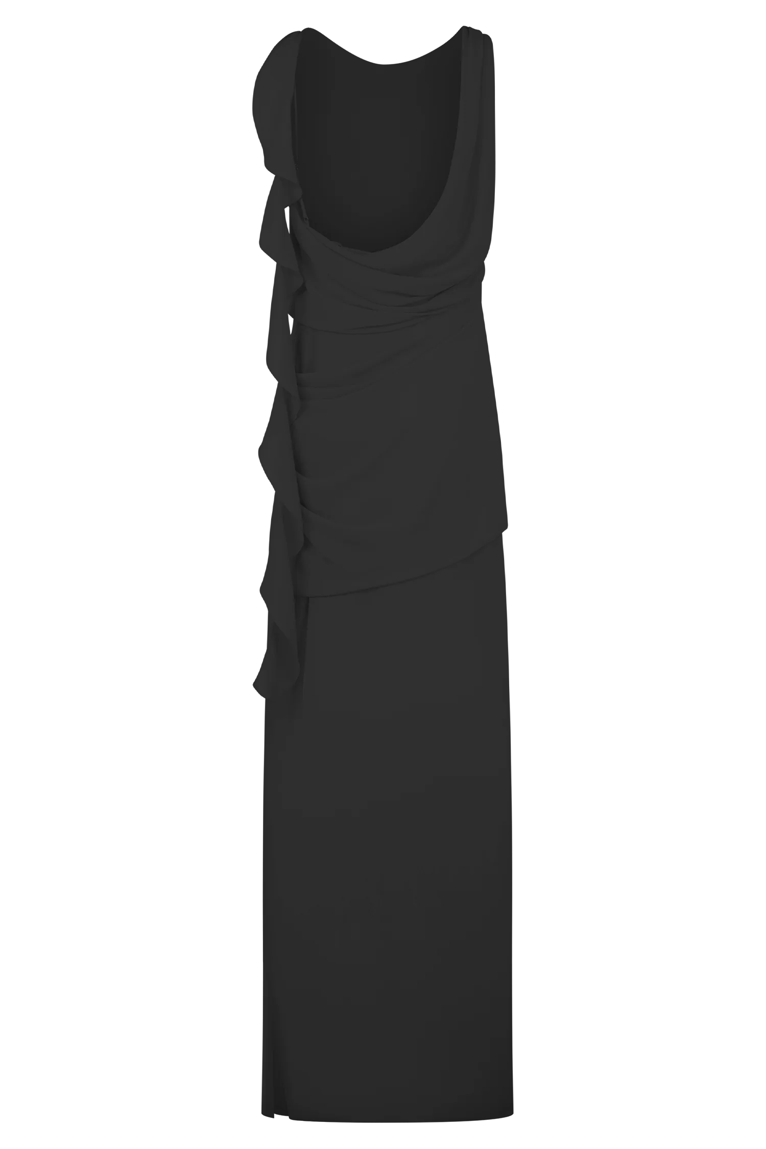 Daria Draped Chiffon Maxi Dress - Black