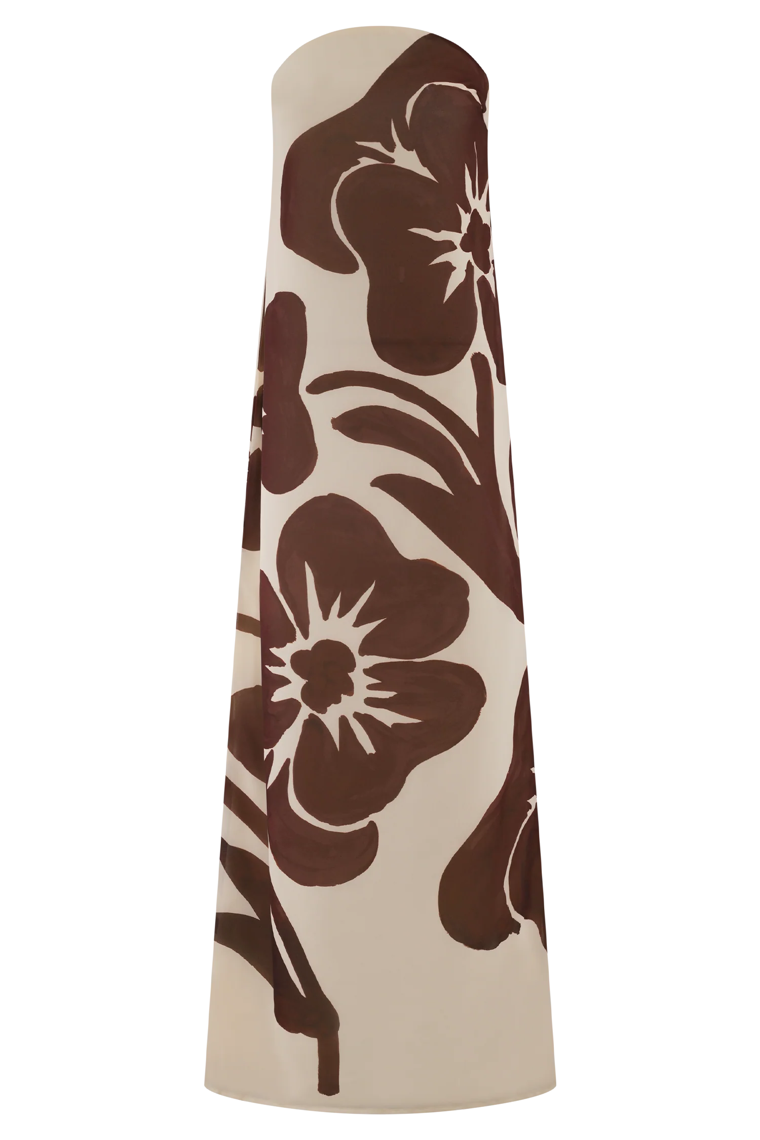 Amaya Strapless Chiffon Maxi Dress - Chocolate Deco Fleur Print