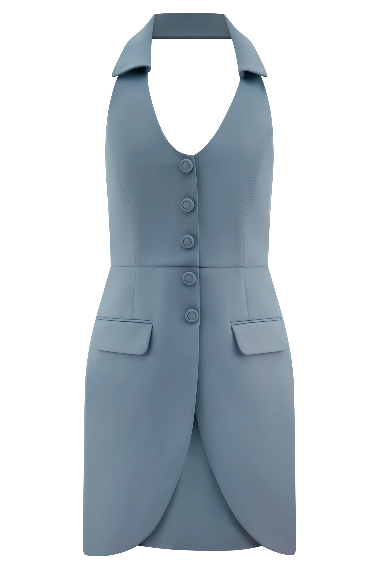 Ruth Cotton Halter Mini Dress - Ocean Blue