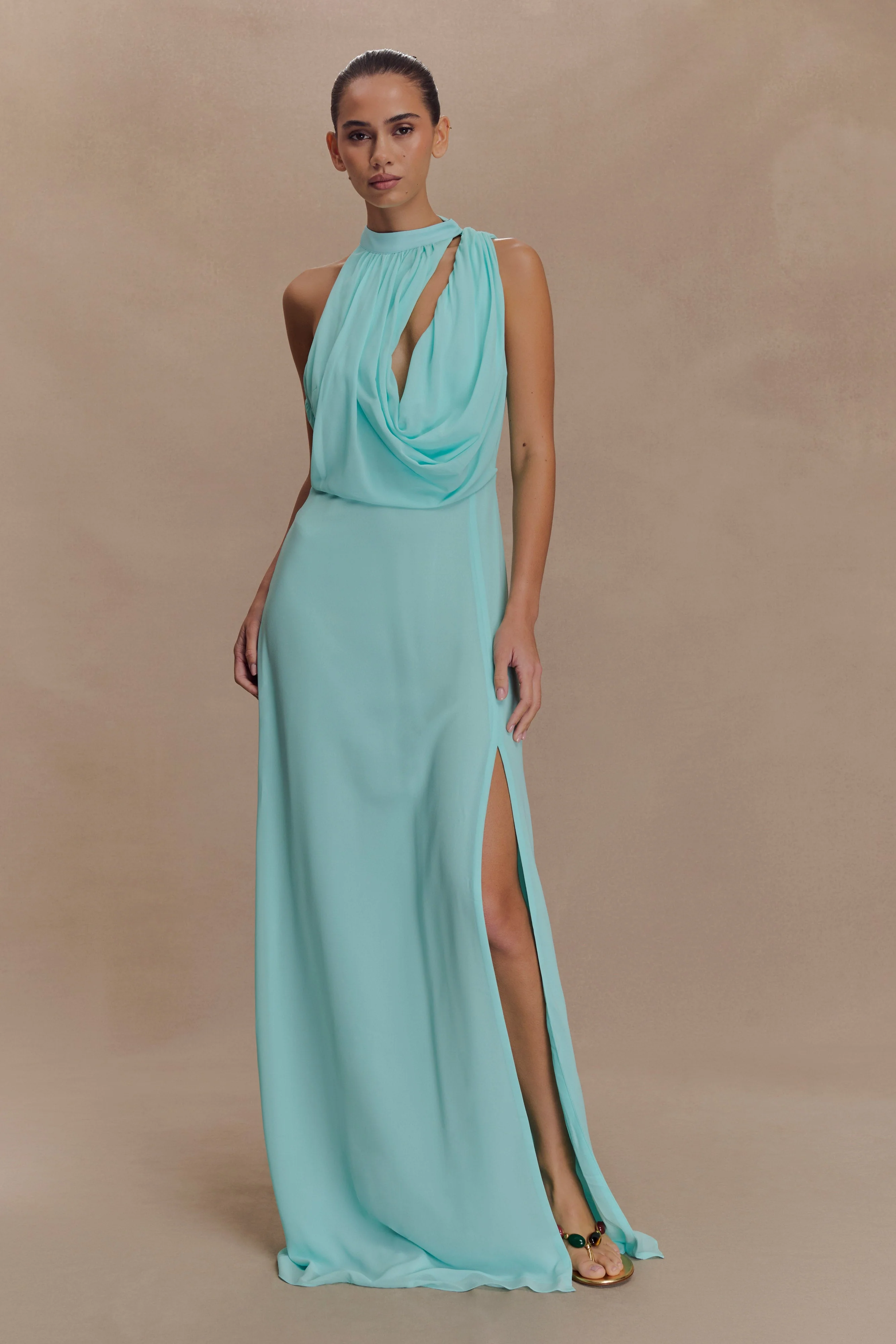 Galia Cowl Neck Maxi Dress - Lagoon