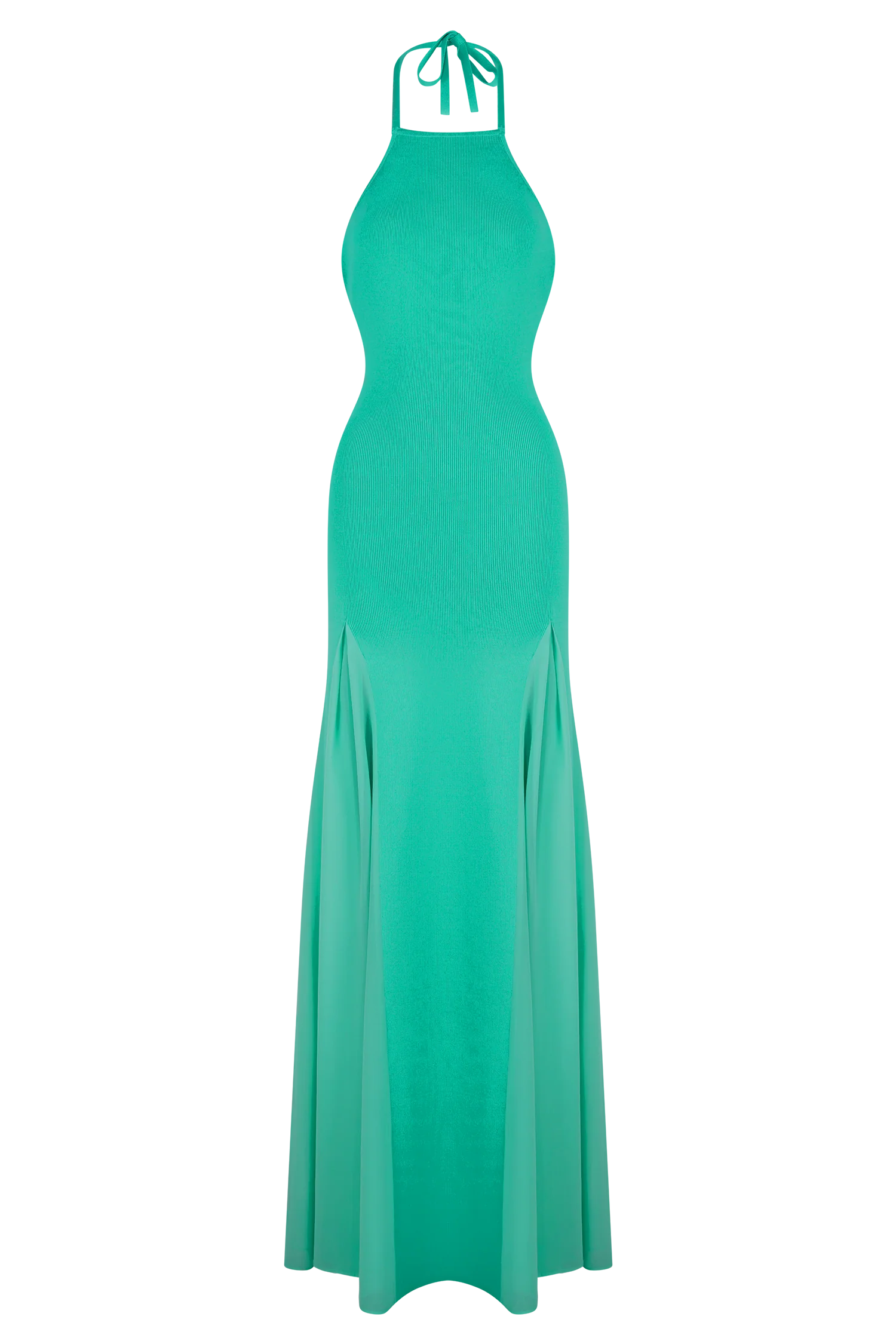 Soleil Knit And Mesh Halter Maxi Dress - Lagoon