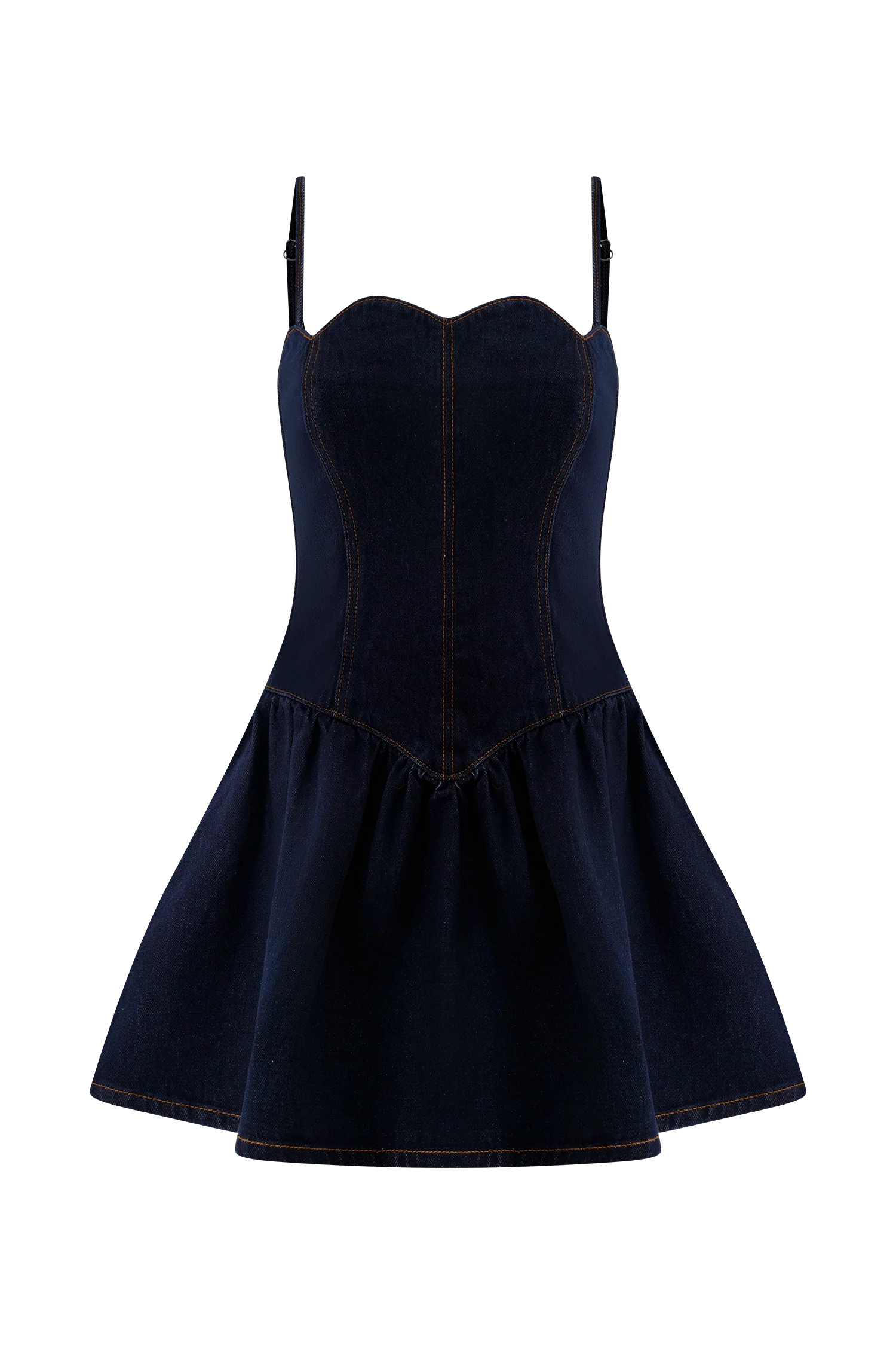 Cheyenne Scallop Denim Mini Dress - Indigo Blue