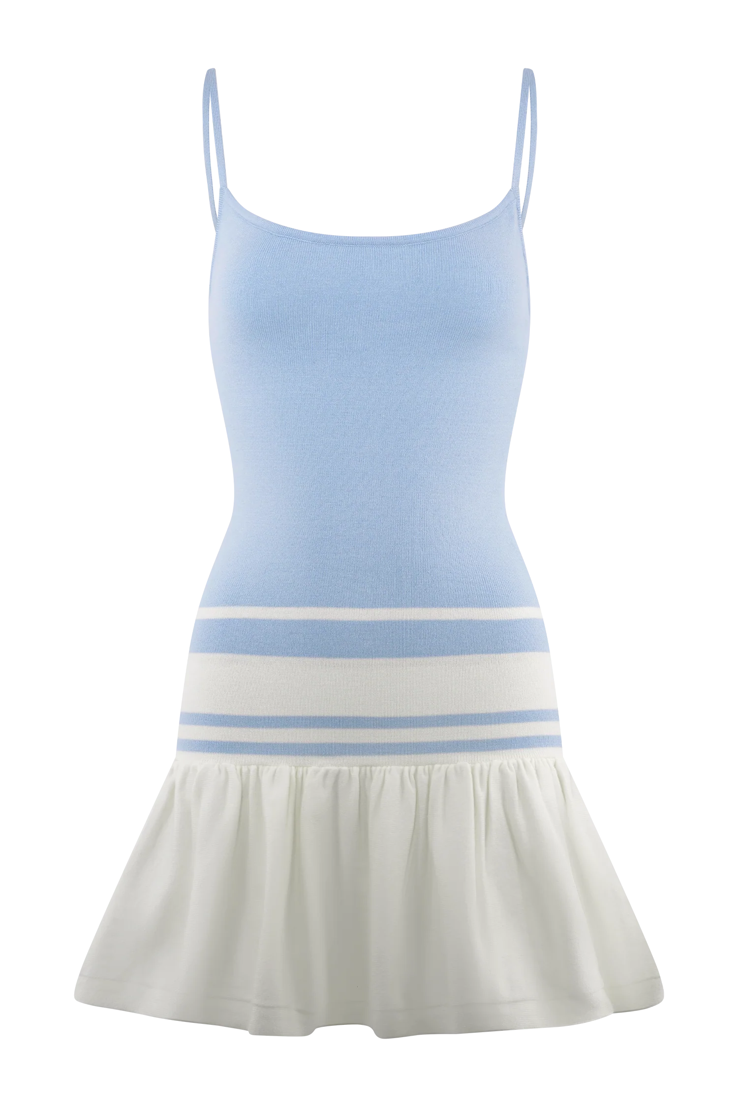 Ellison Contrast Knit Mini Dress - Blue/White