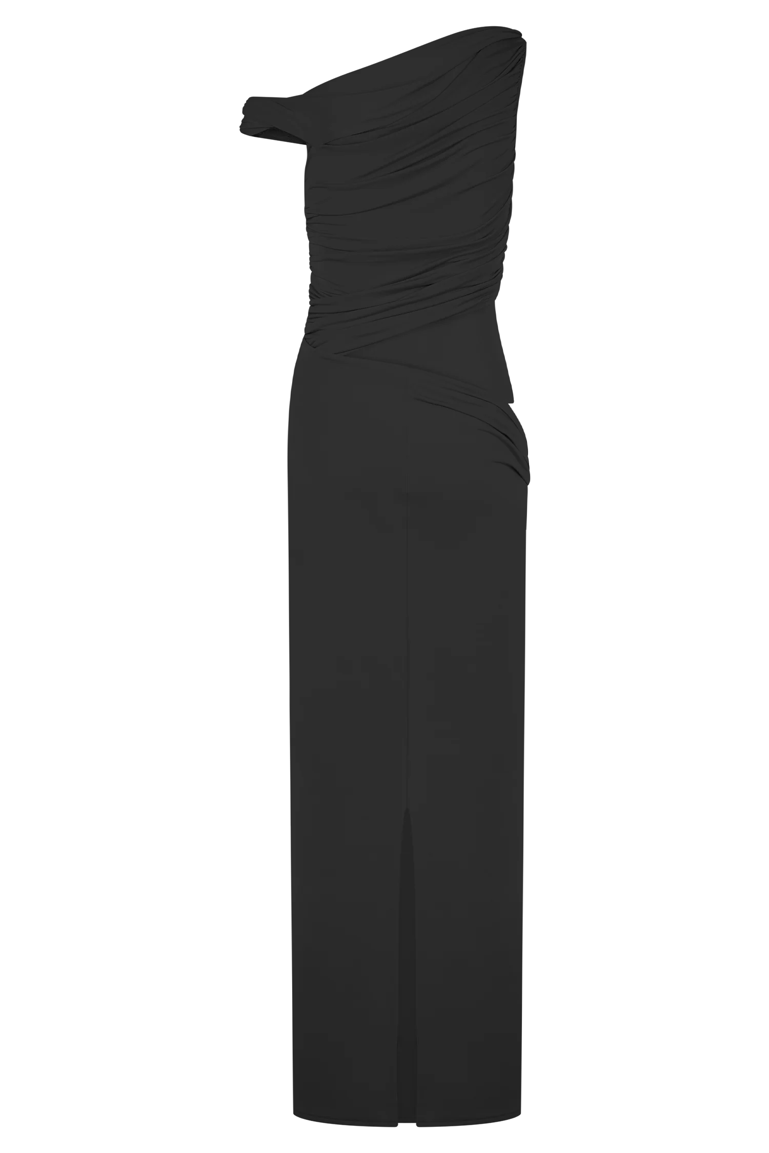 Callen One Shoulder Slinky Maxi Dress - Black