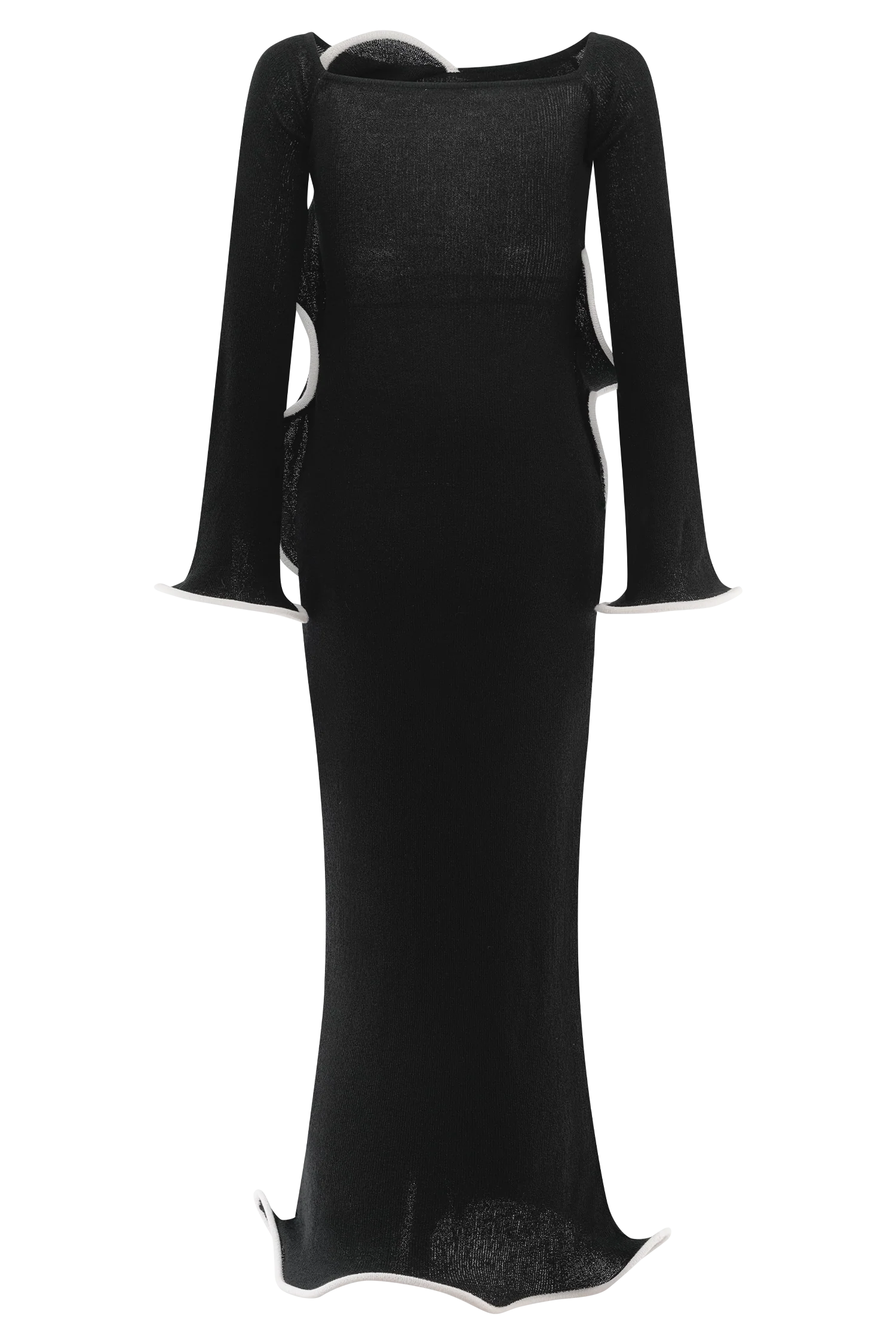 Sandrine Off Shoulder Knit Maxi Dress - Black/White