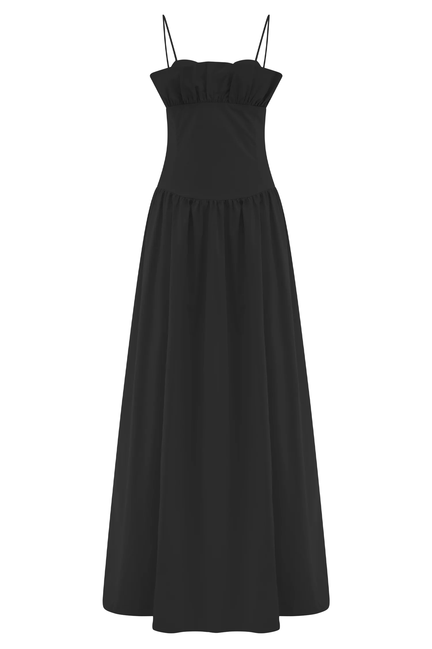 Janis Cotton Frill Maxi Dress - Black