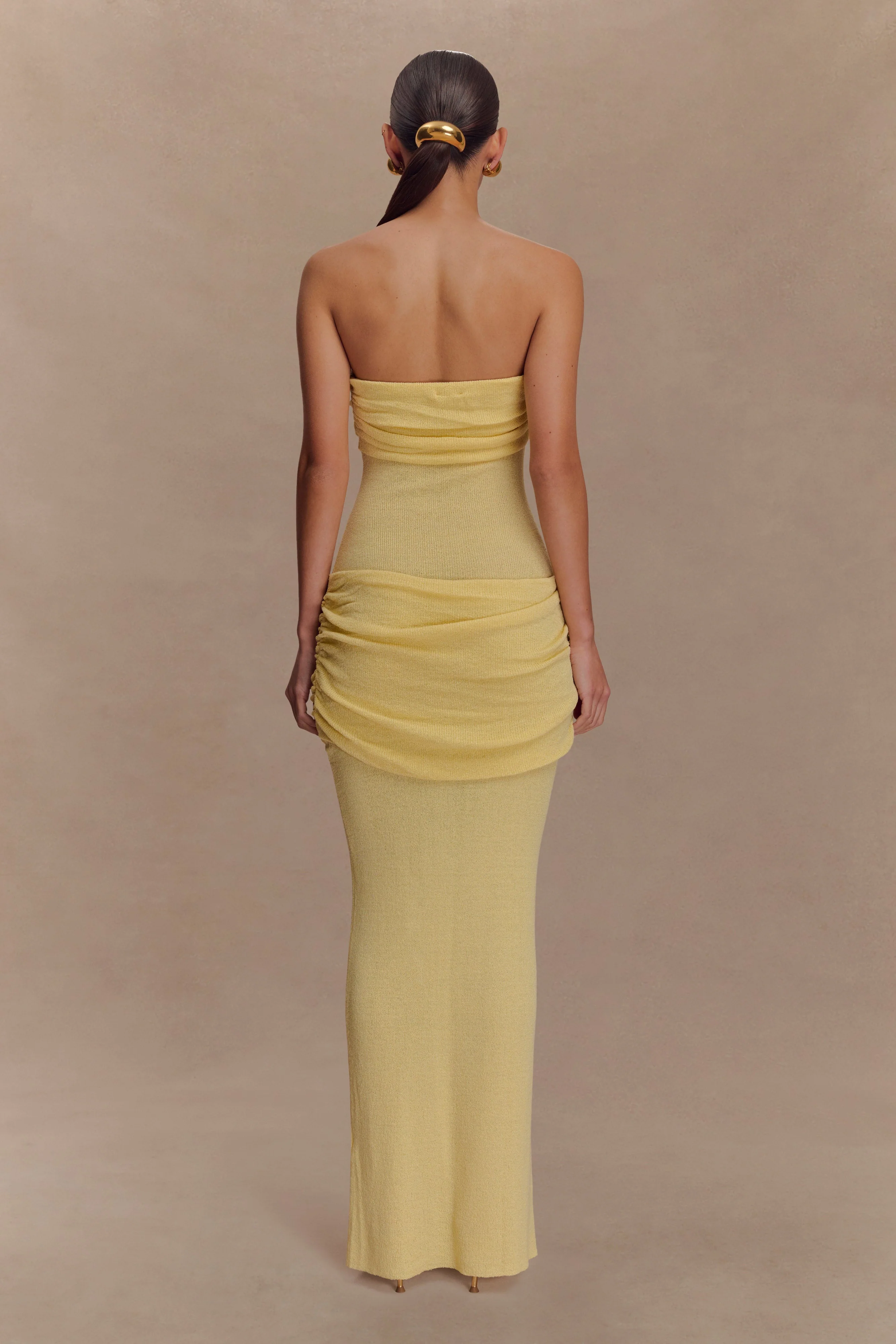 Elora Strapless Knit Maxi Dress - Lemon