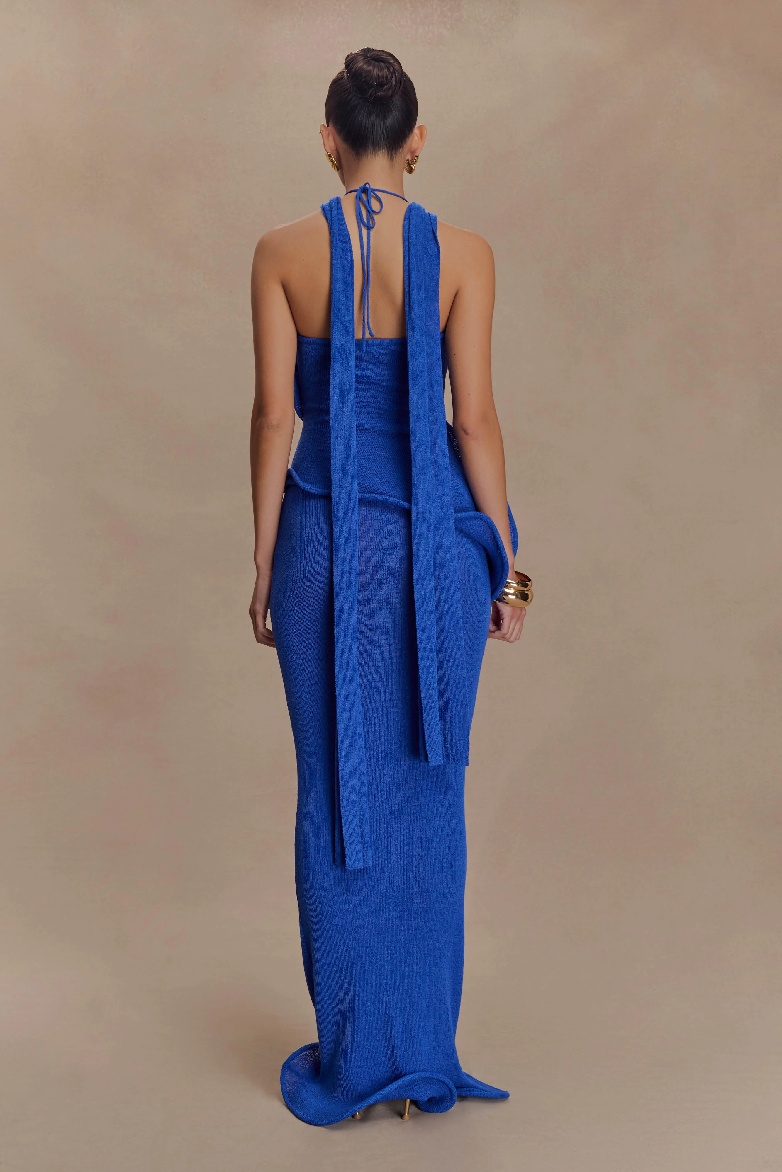 Caprice Halter Knit Maxi Dress - Cobalt