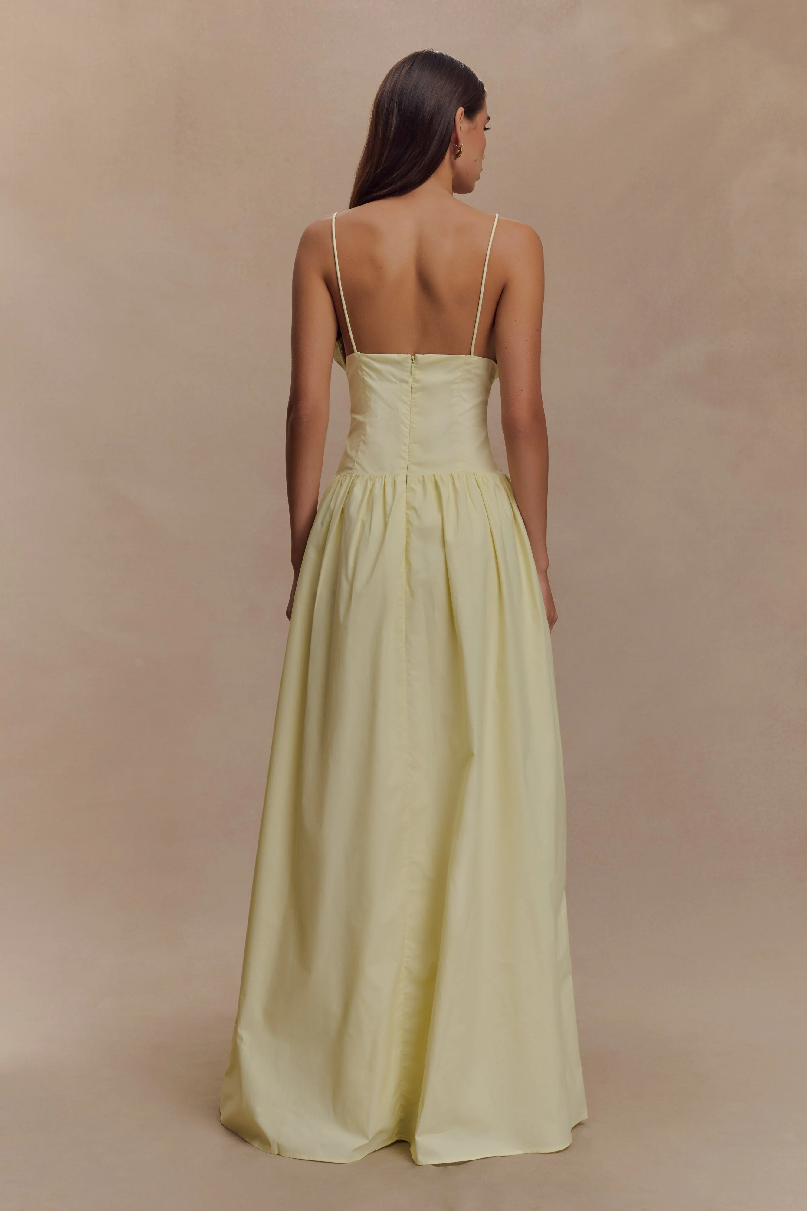 Janis Cotton Frill Maxi Dress - Lemon