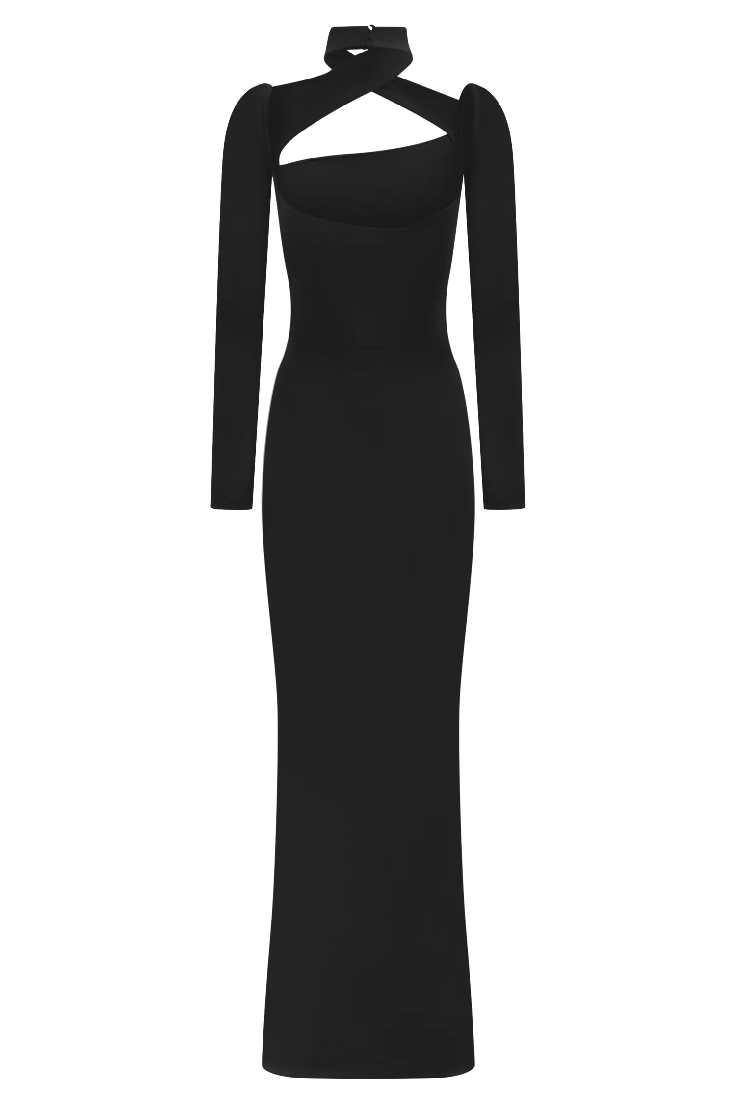 Lyndon Long Sleeve Slinky Maxi Dress - Black