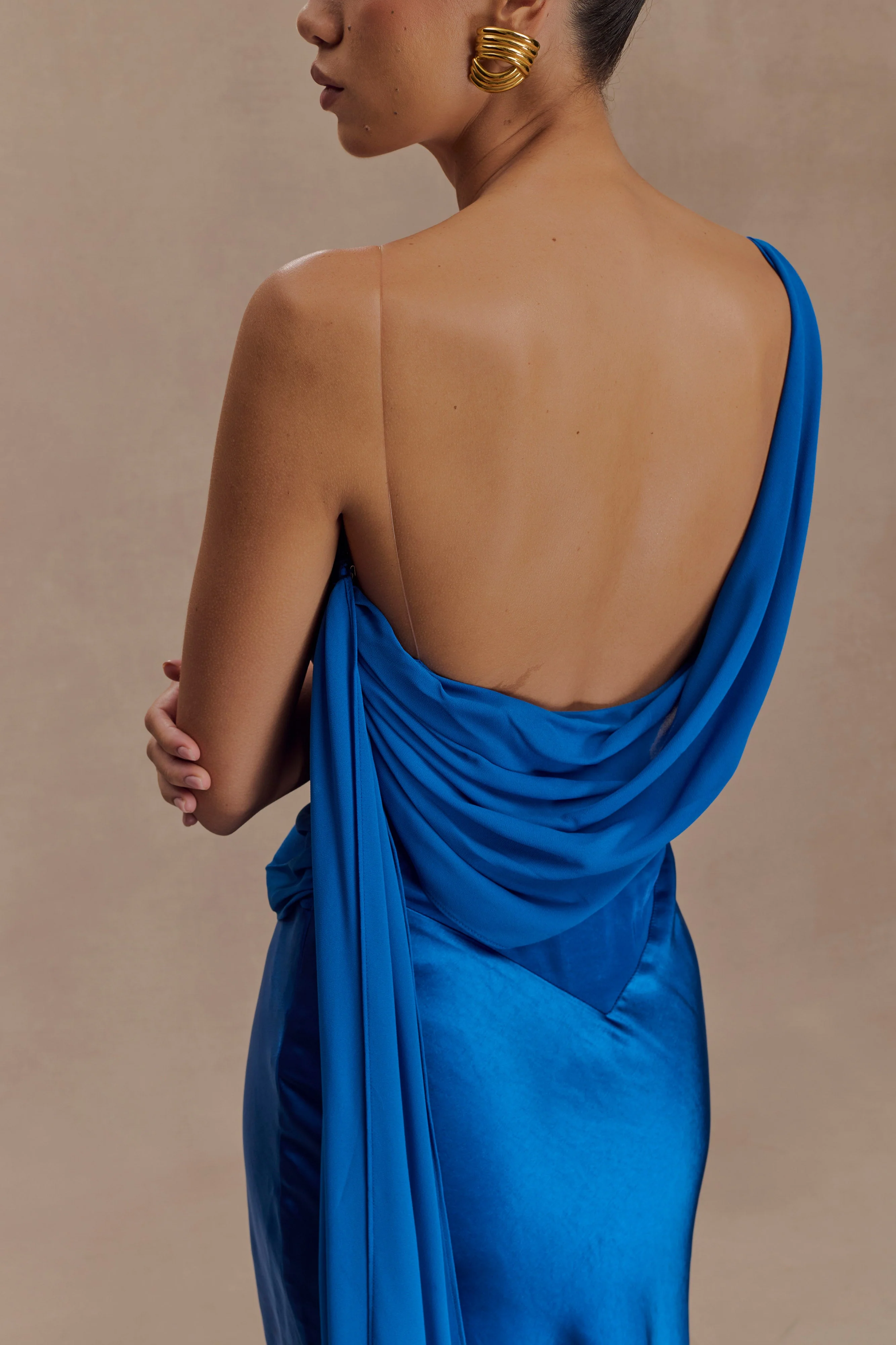 Carah Satin And Chiffon Maxi Dress - Cobalt