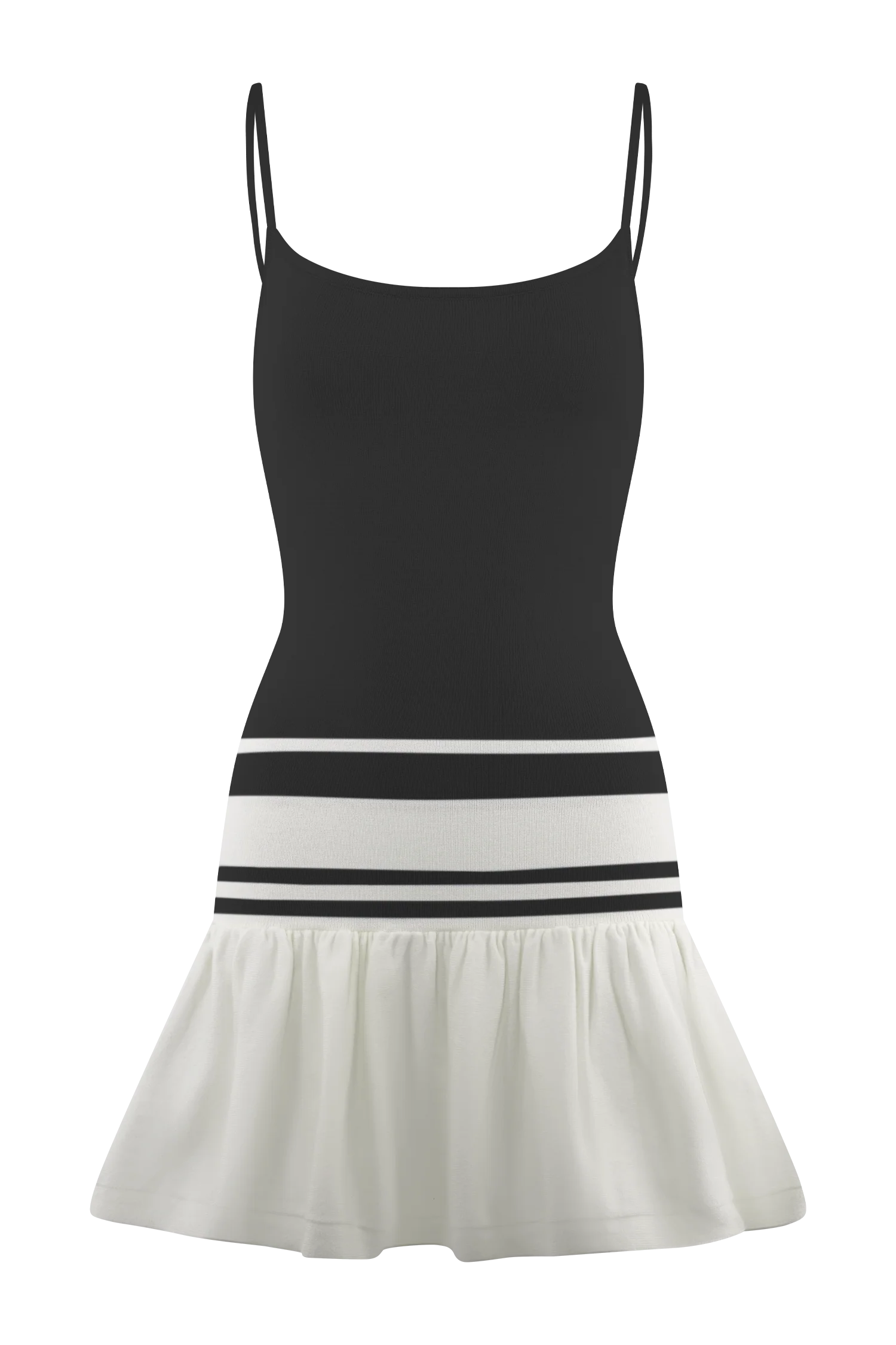 Ellison Contrast Knit Mini Dress - Black/White