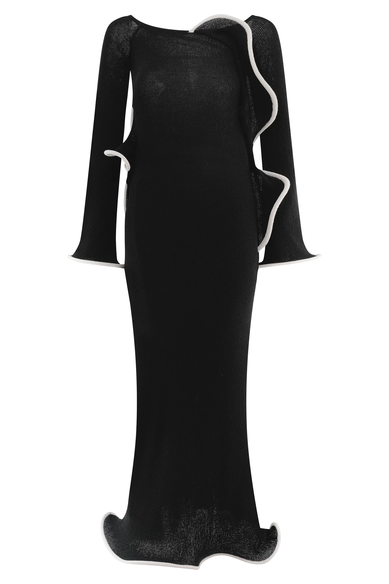 Sandrine Off Shoulder Knit Maxi Dress - Black/White