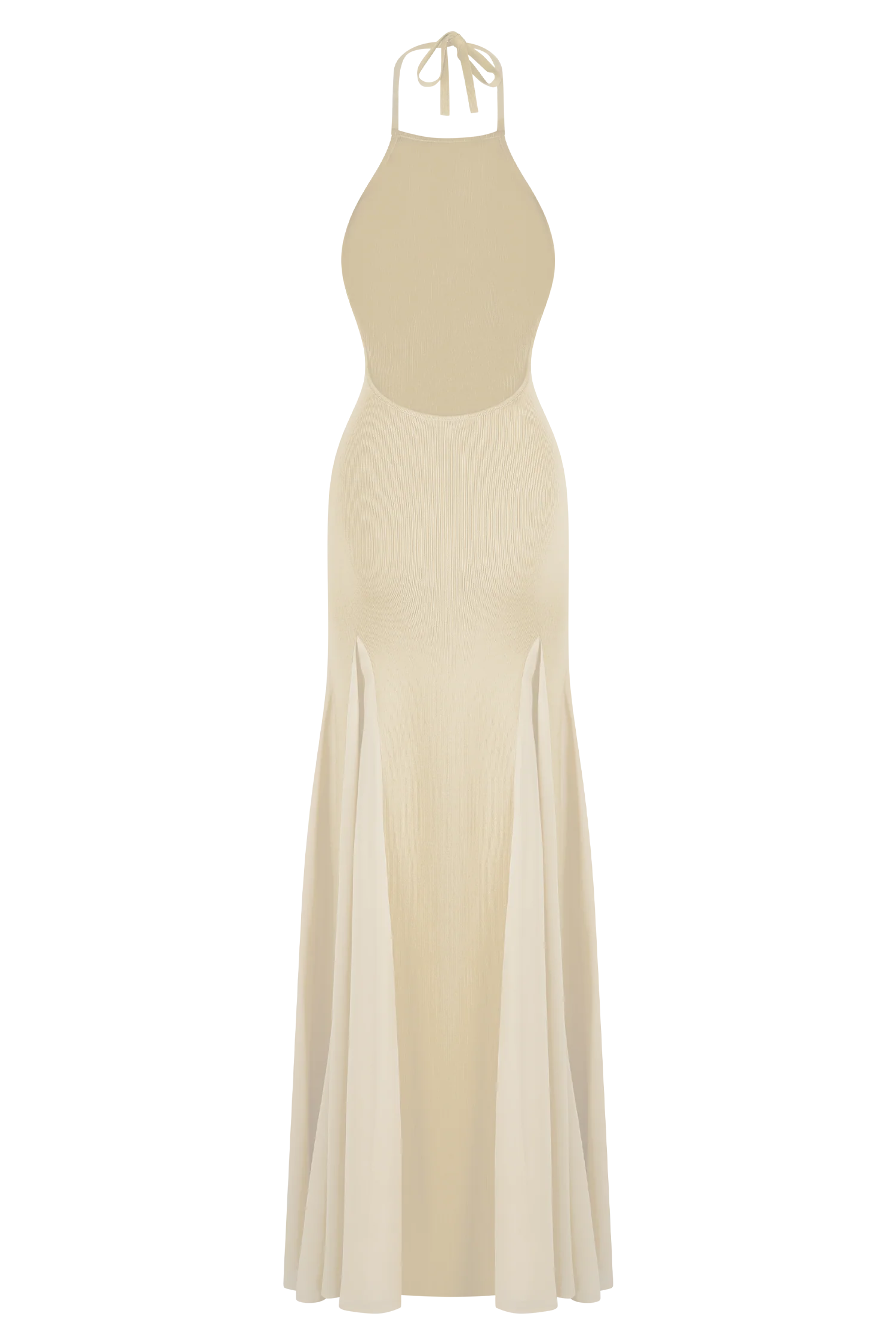 Soleil Knit And Mesh Halter Maxi Dress - Cream