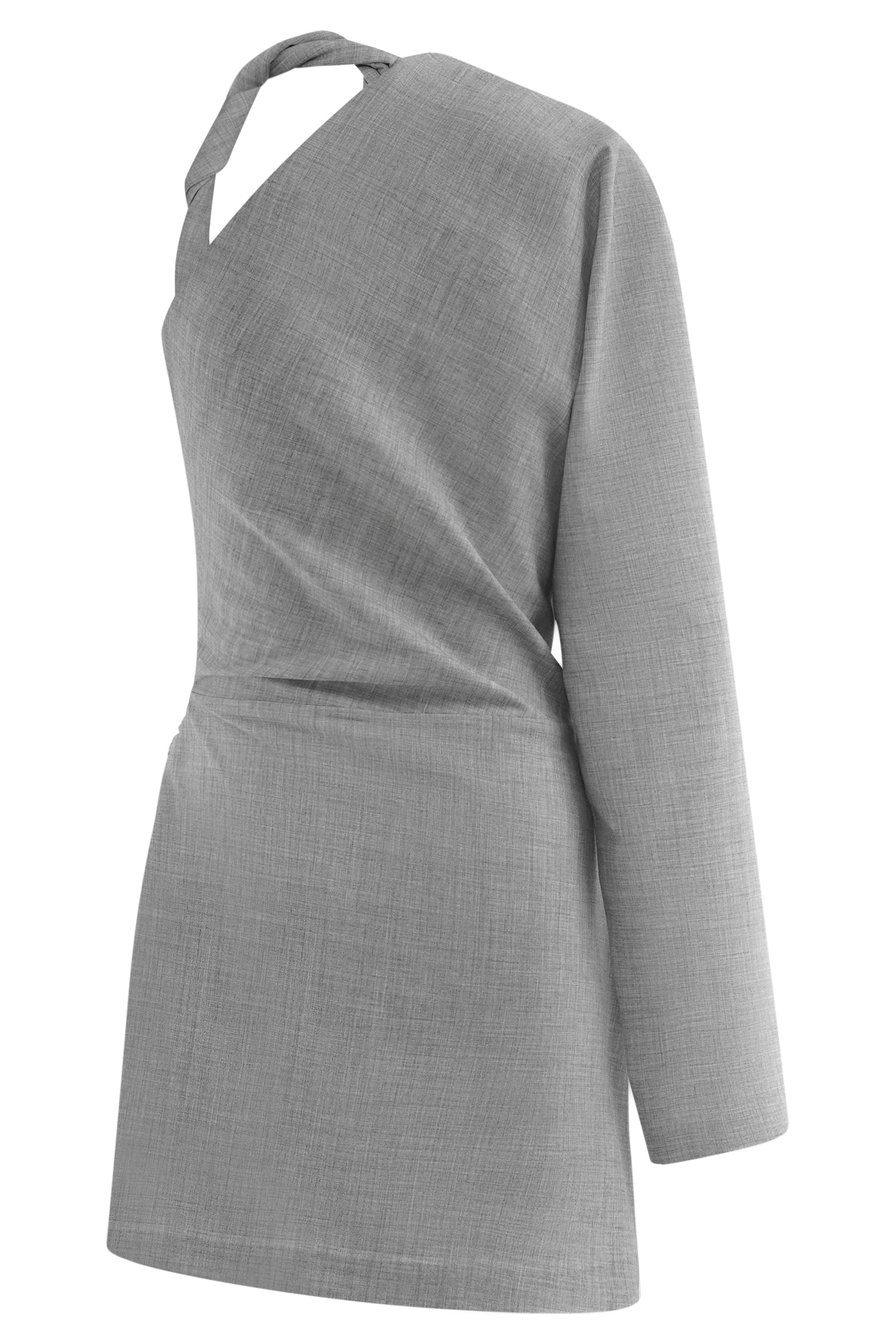 Dorian Twist Shoulder Mini Dress - Charcoal Marle