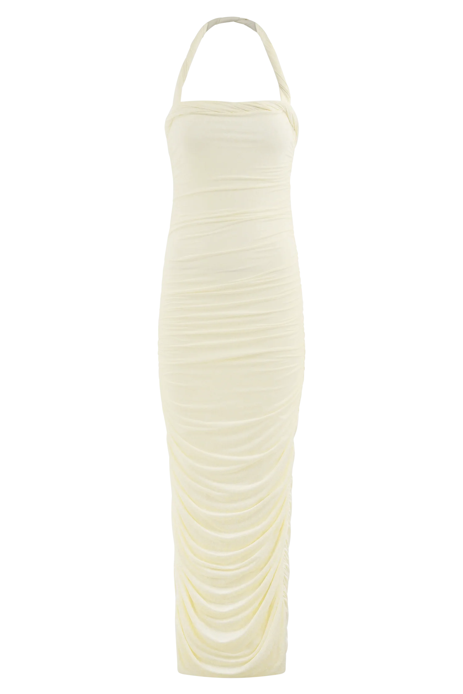 Camila Ruched Halter Midi Dress - Ivory