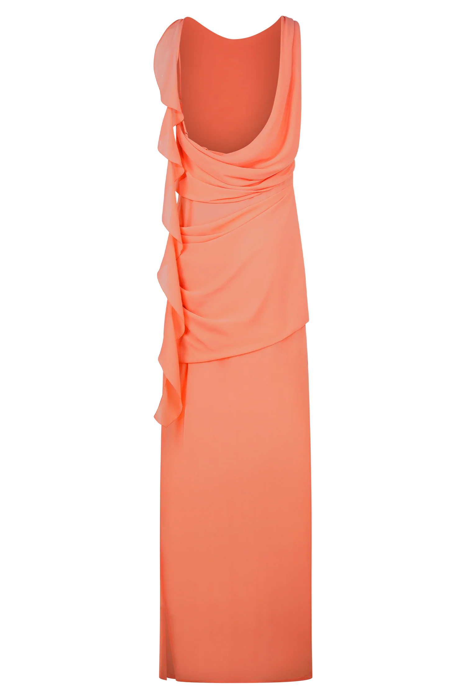Daria Draped Chiffon Maxi Dress - Pastel Nectarine