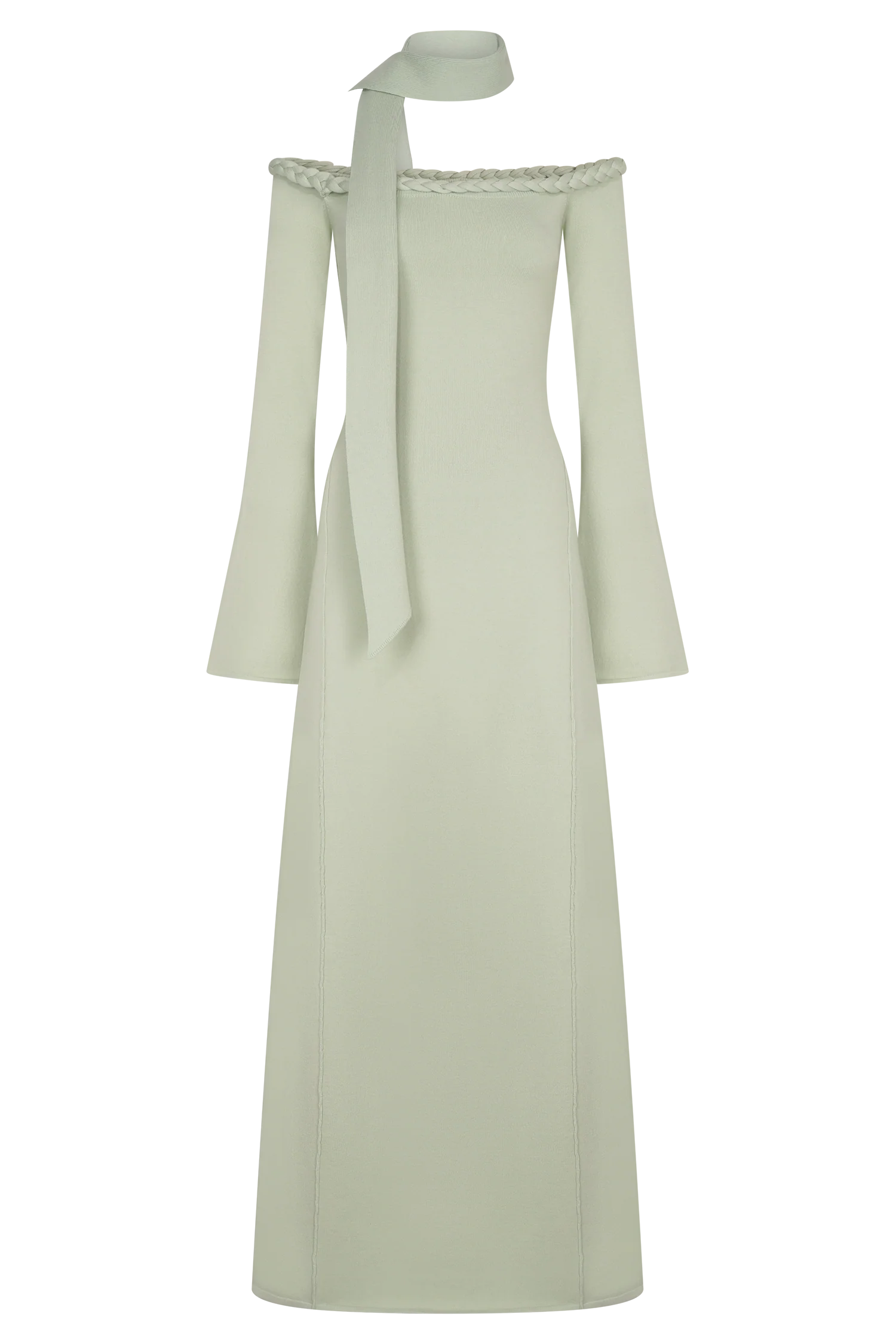 Heidi Strapless Knit Scarf Maxi Dress - Pastel Green
