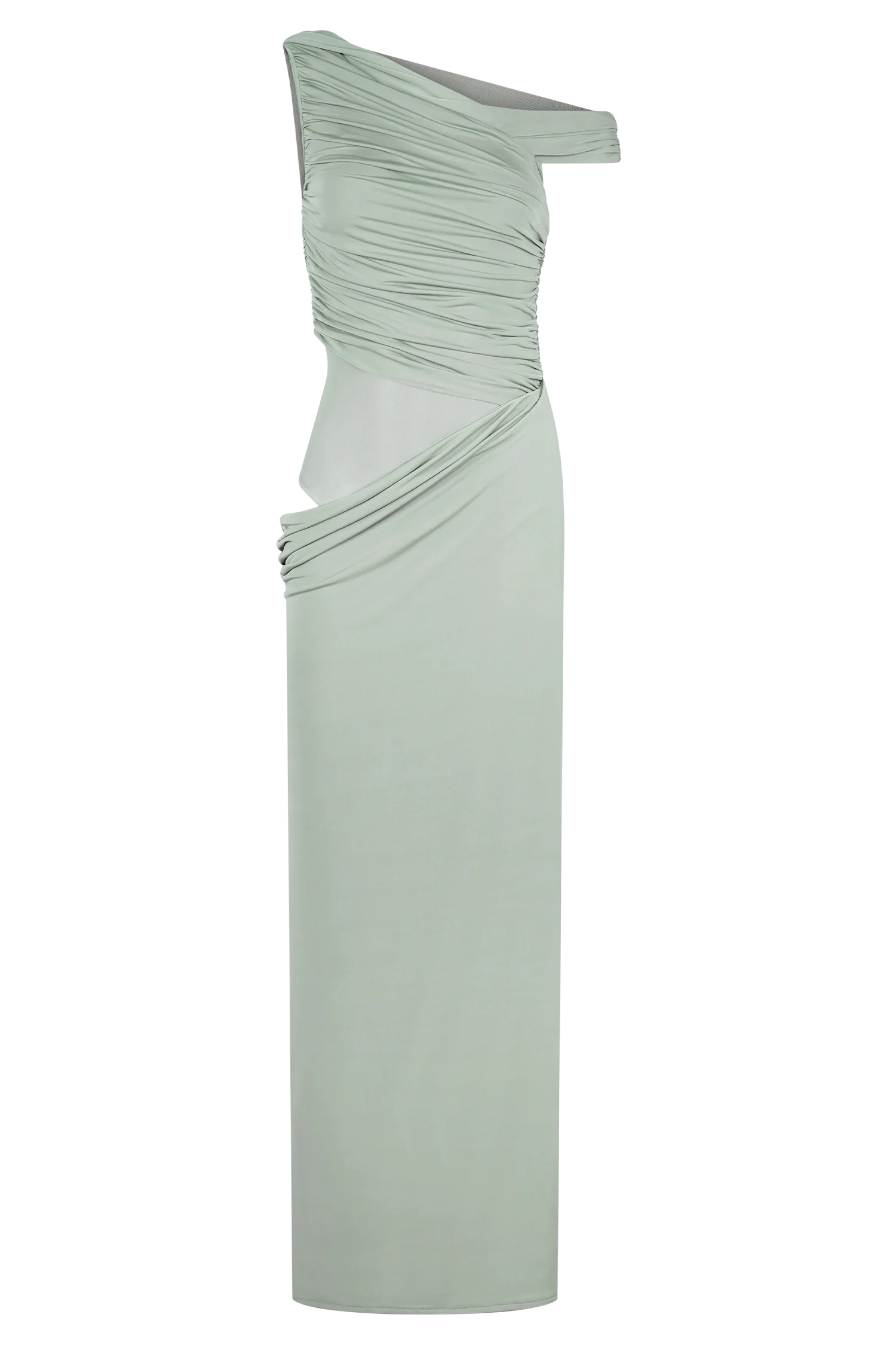 Callen One Shoulder Slinky Maxi Dress - Sage