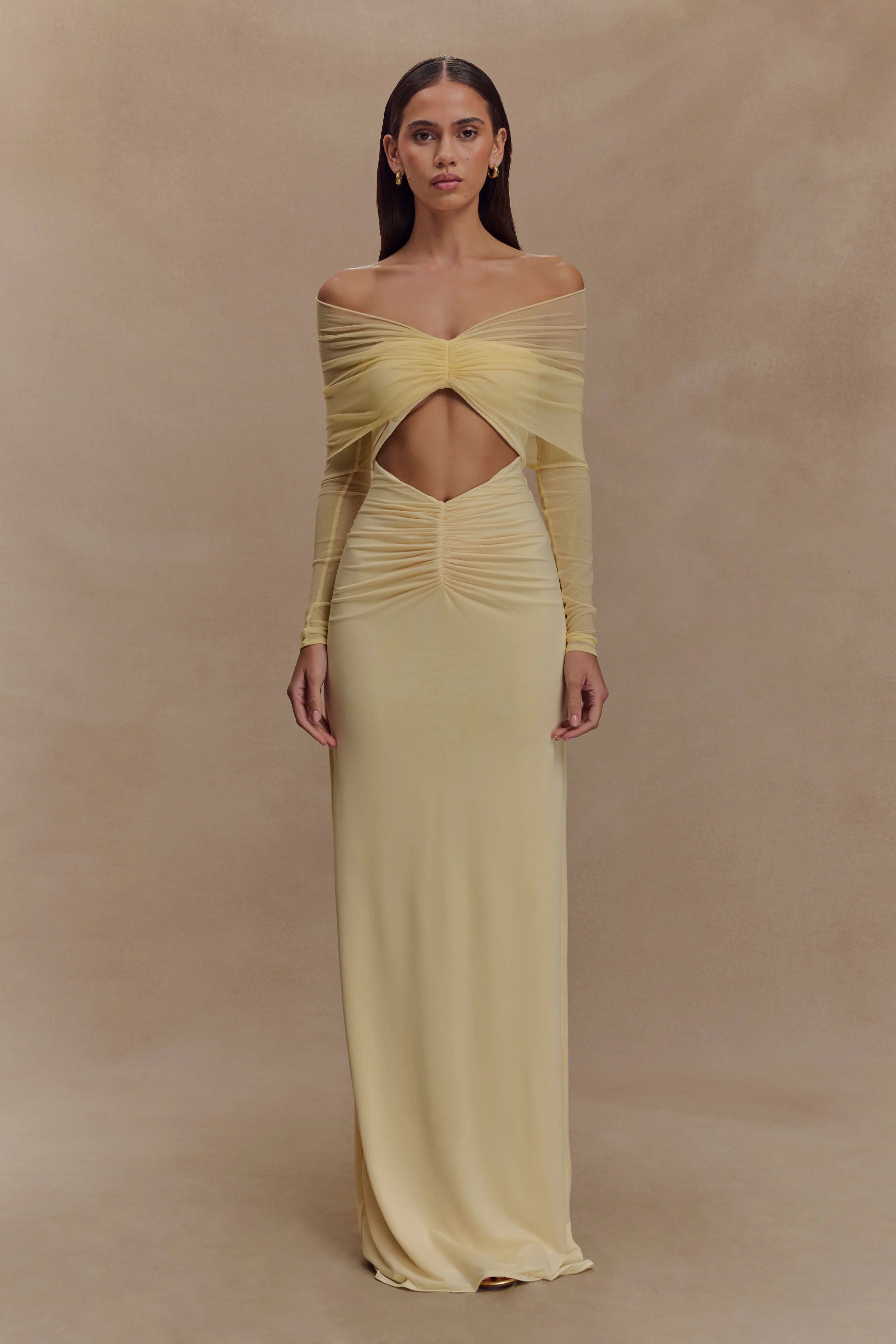 Rafaella Slinky And Mesh Maxi Dress - Lemon