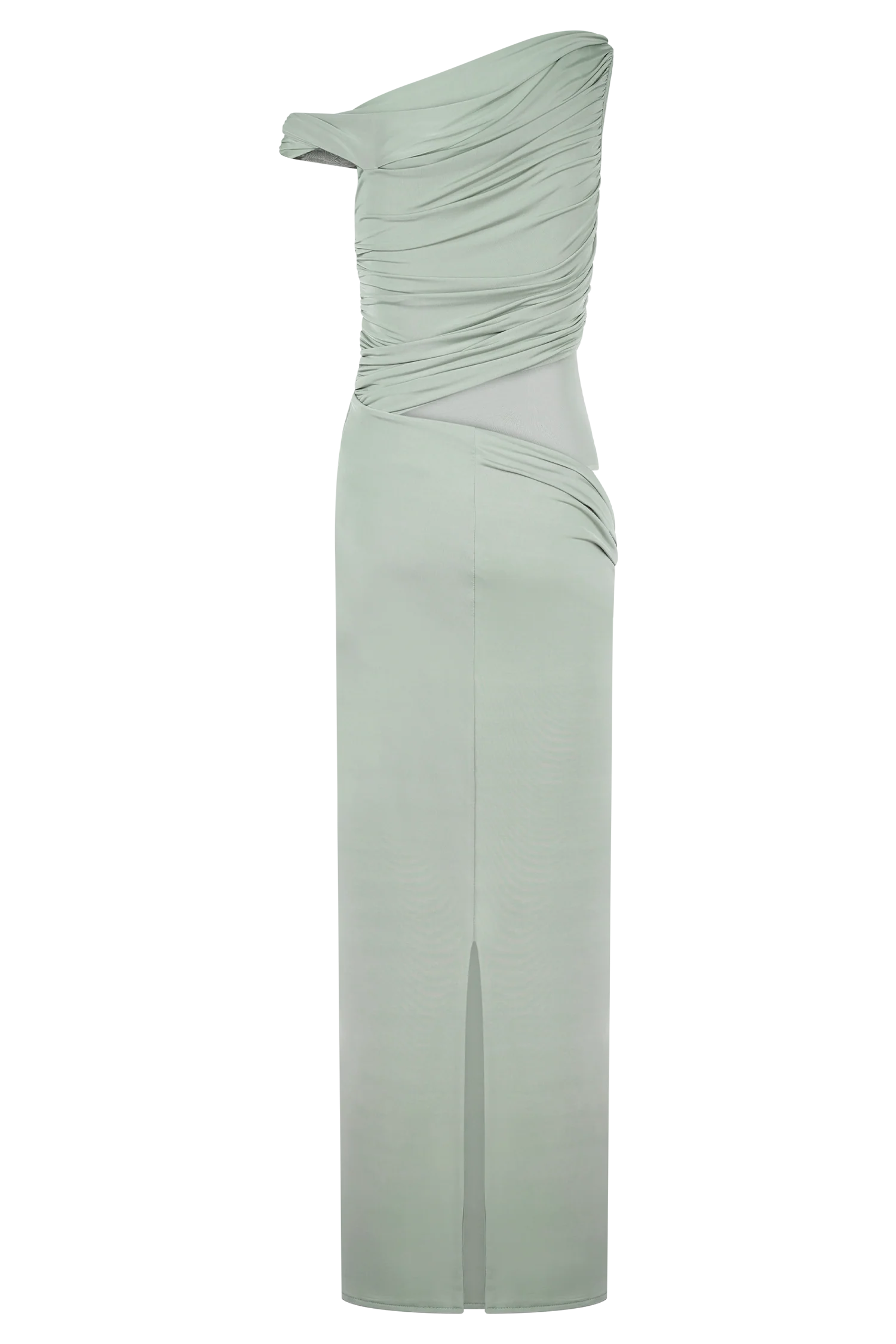 Callen One Shoulder Slinky Maxi Dress - Sage