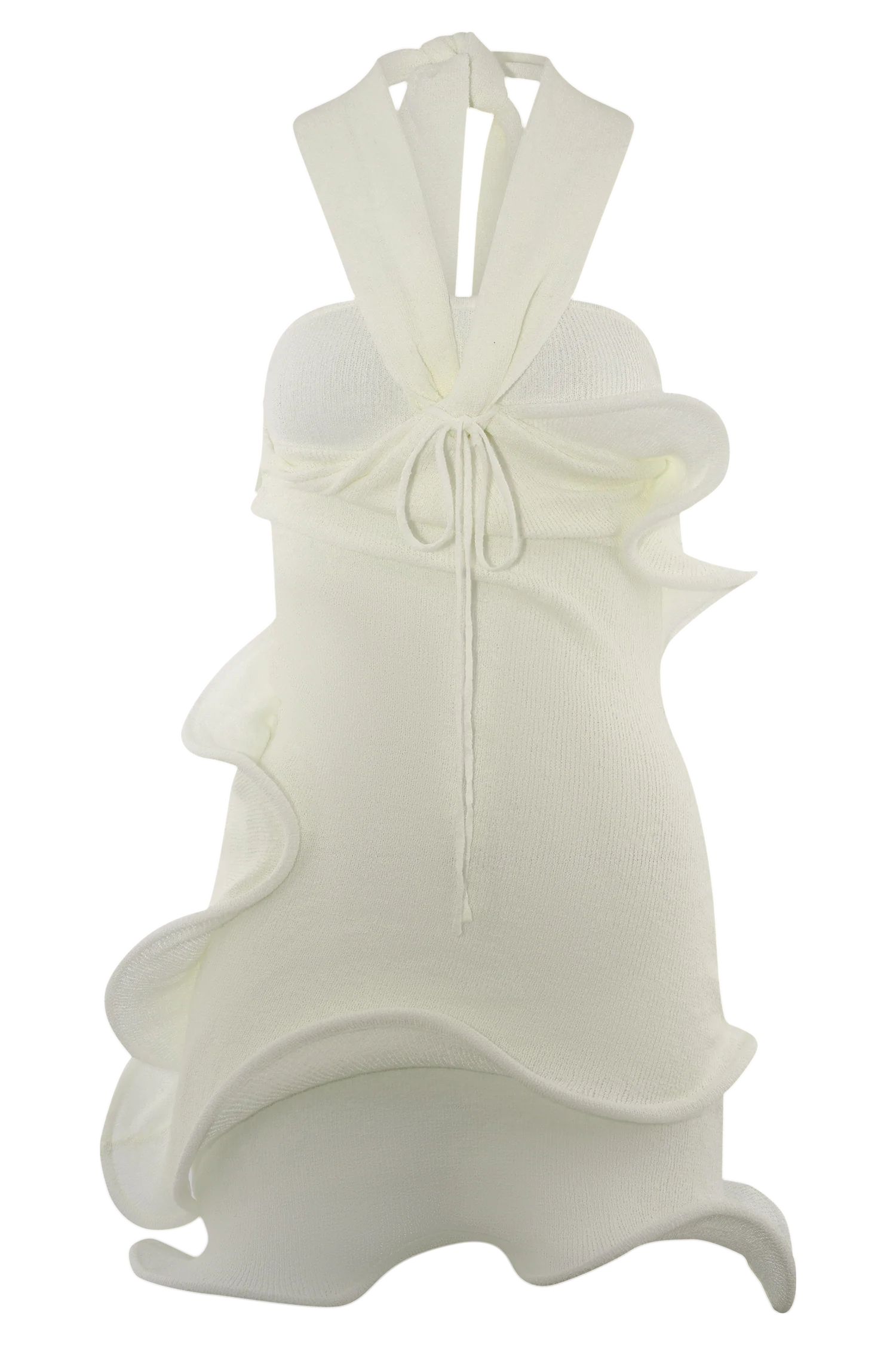 Caprice Halter Knit Mini Dress - White