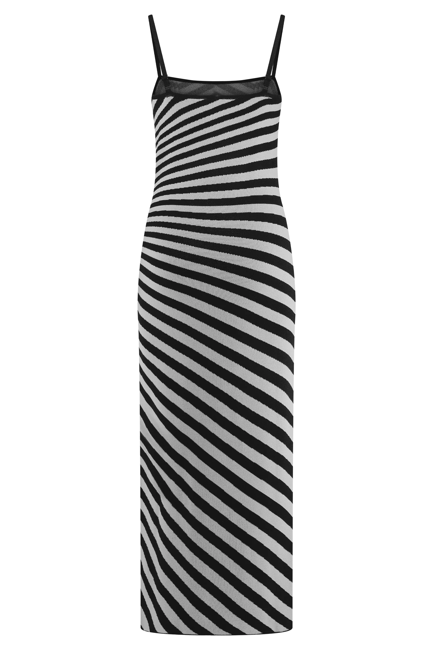 Raven Striped Knit Midi Dress - Black/White