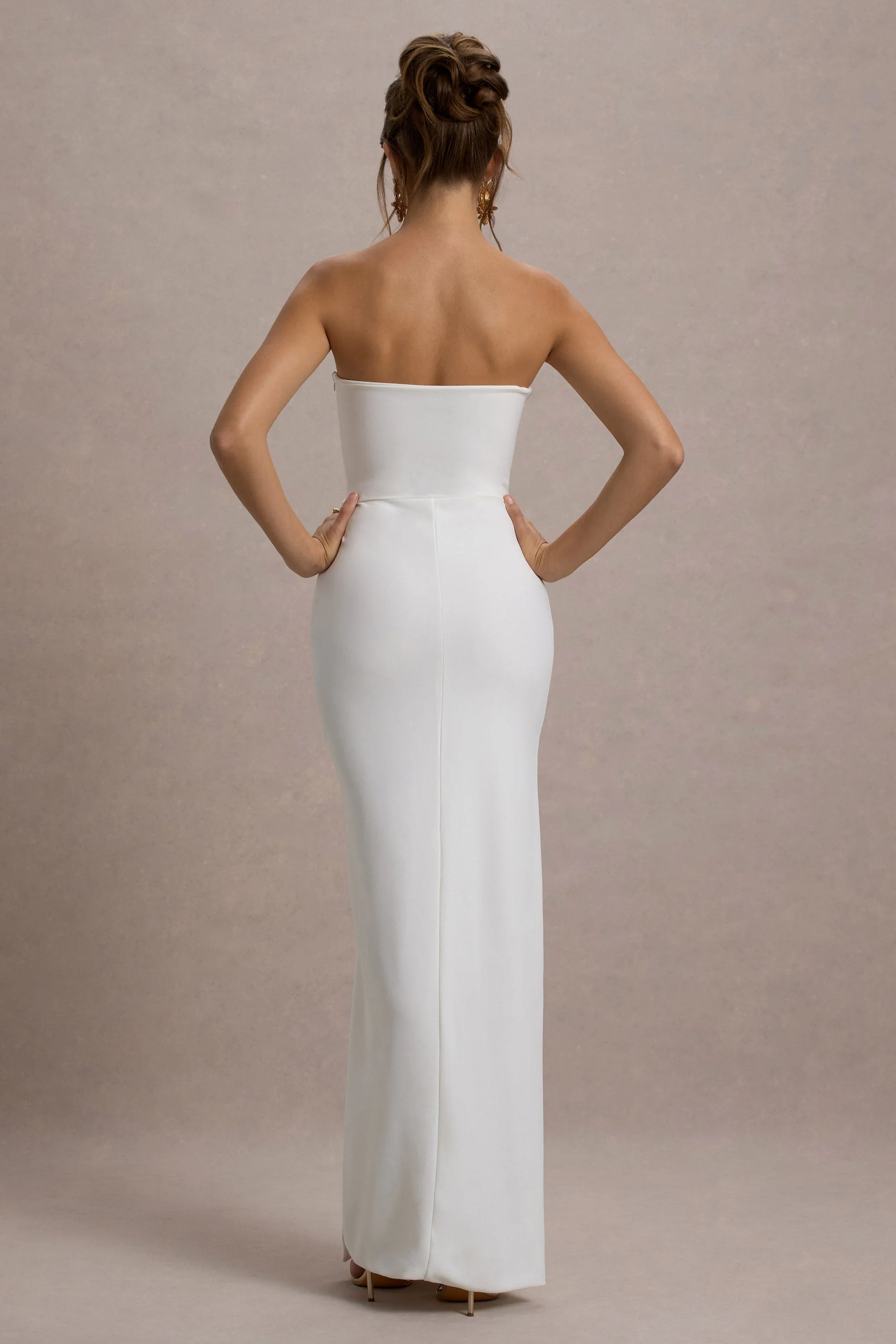 Belle of The Ball | White Bandeau Maxi Dress With Split Hem