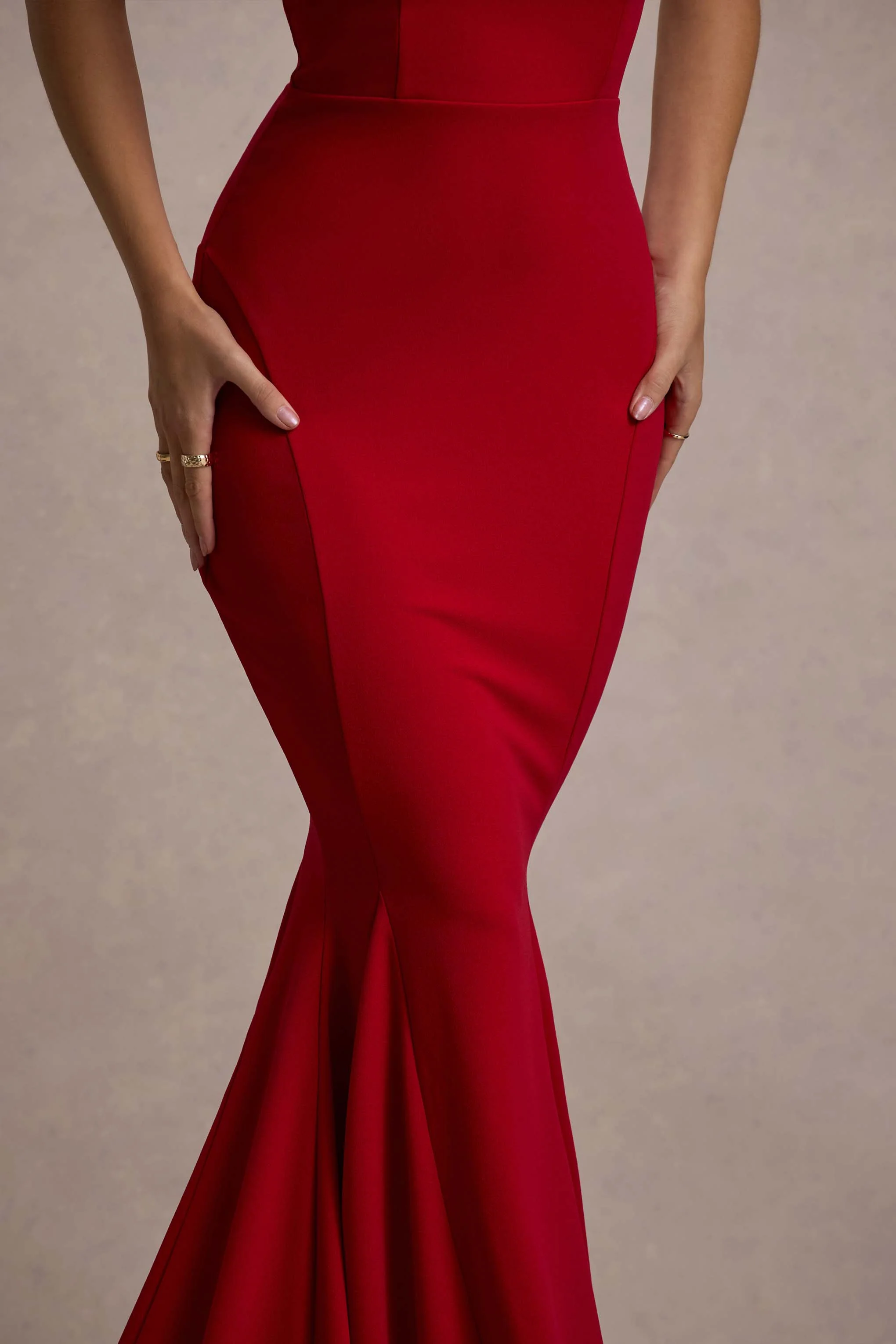 Impress Me | Red Strapless Bandeau Fishtail Maxi Dress