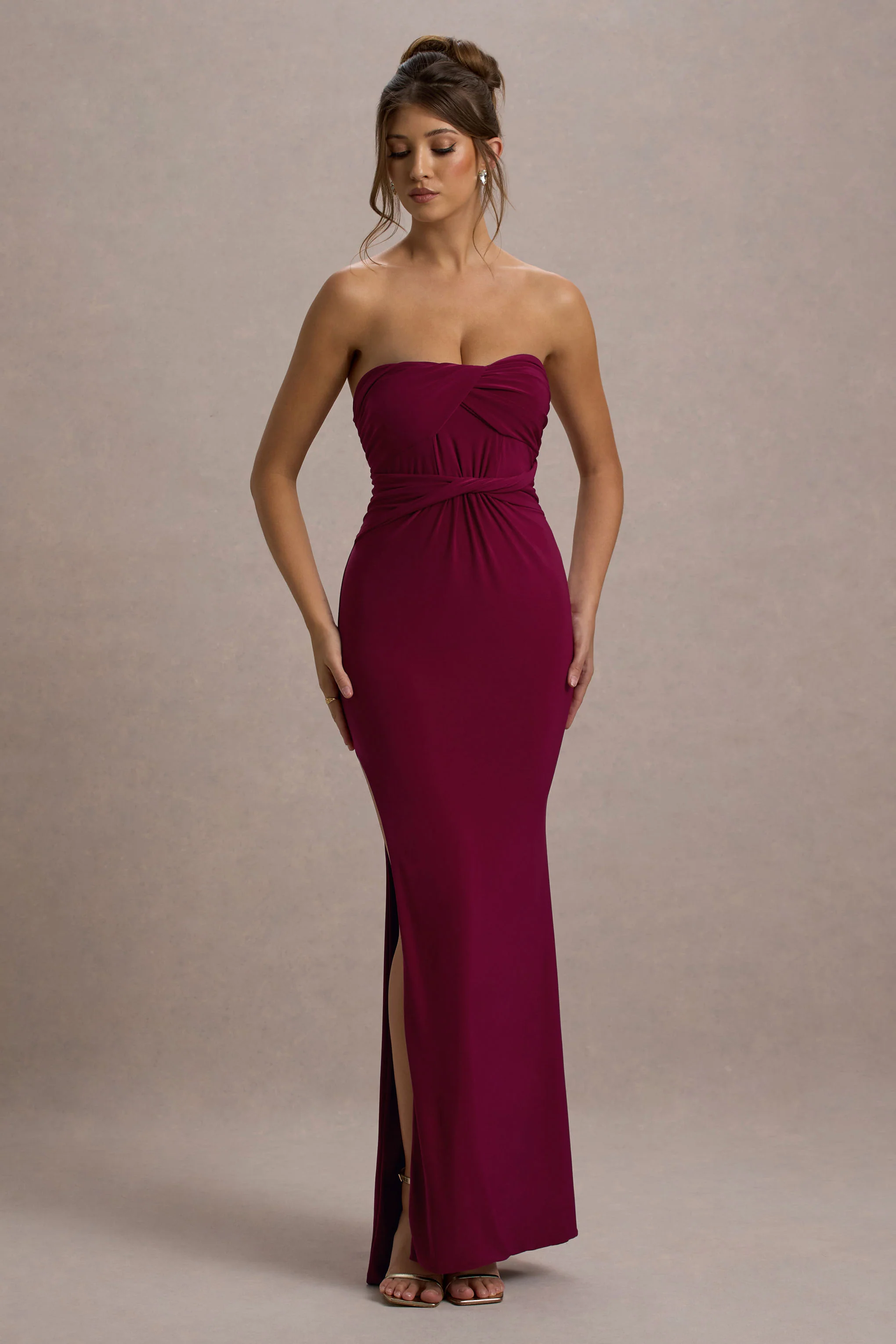 Nomad | Berry Strapless Split Maxi Dress