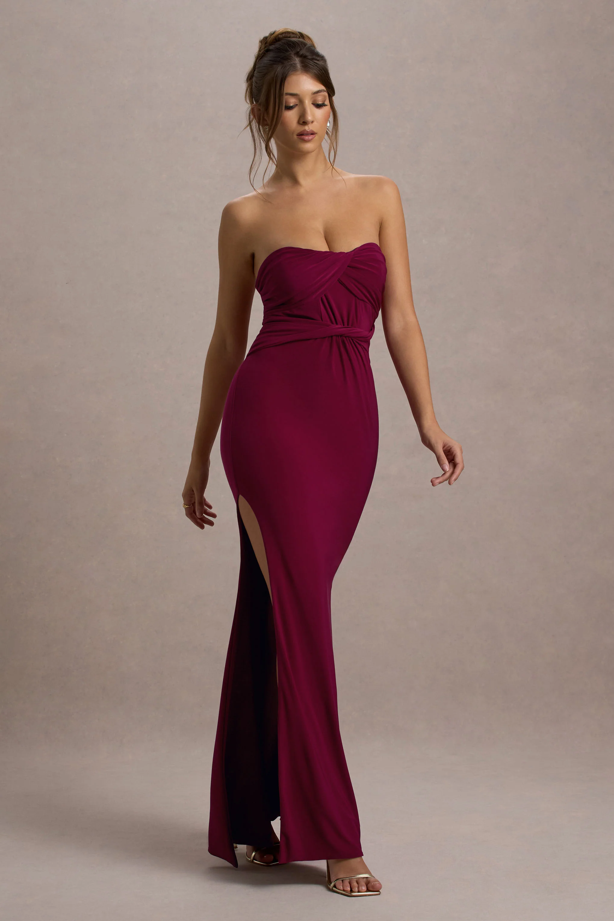 Nomad | Berry Strapless Split Maxi Dress