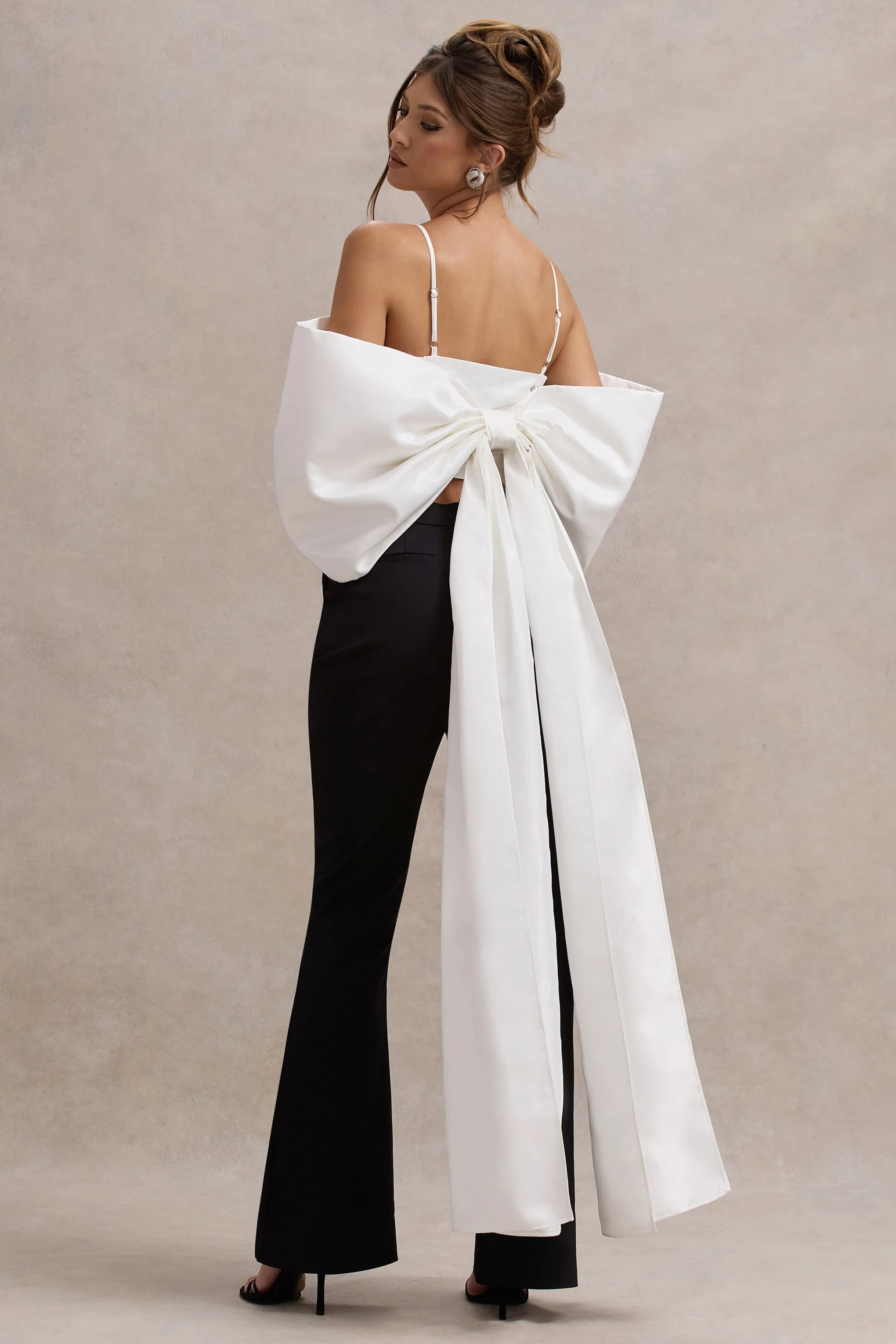 Souvenir | White Satin Top With Oversized Bow